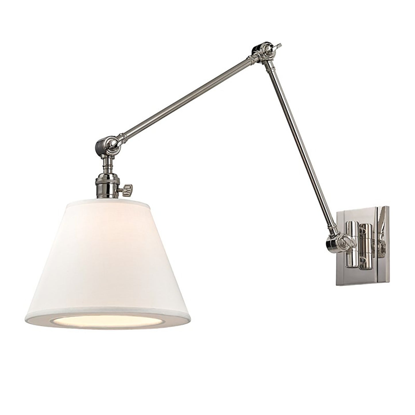 Hillsdale Swing Arm Wall Light in 34-Inch/Polished Nickel.