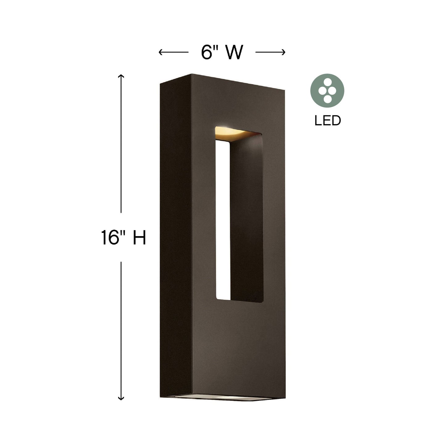 Atlantis Medium Outdoor LED Wall Light - line drawing.