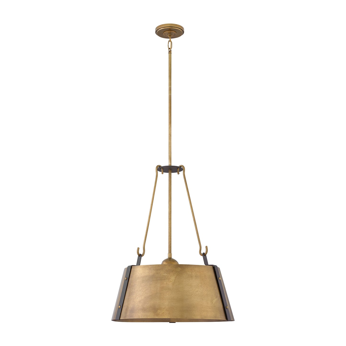 Cartwright Drum Pendant Light in Large/Rustic Brass.