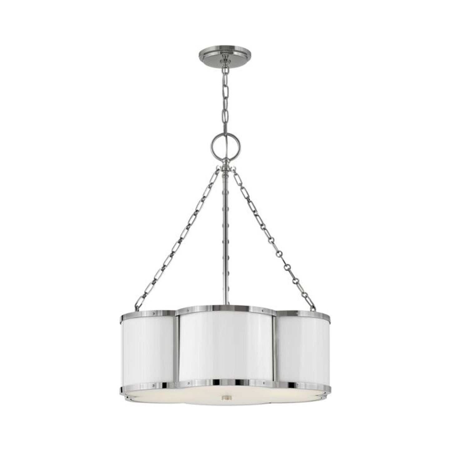 Chance Drum Pendant Light in Polished Nickel.