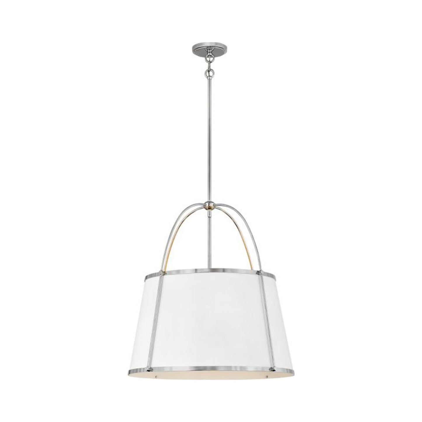 Clarke Drum Pendant Light in Polished Nickel/Matte White (Large).
