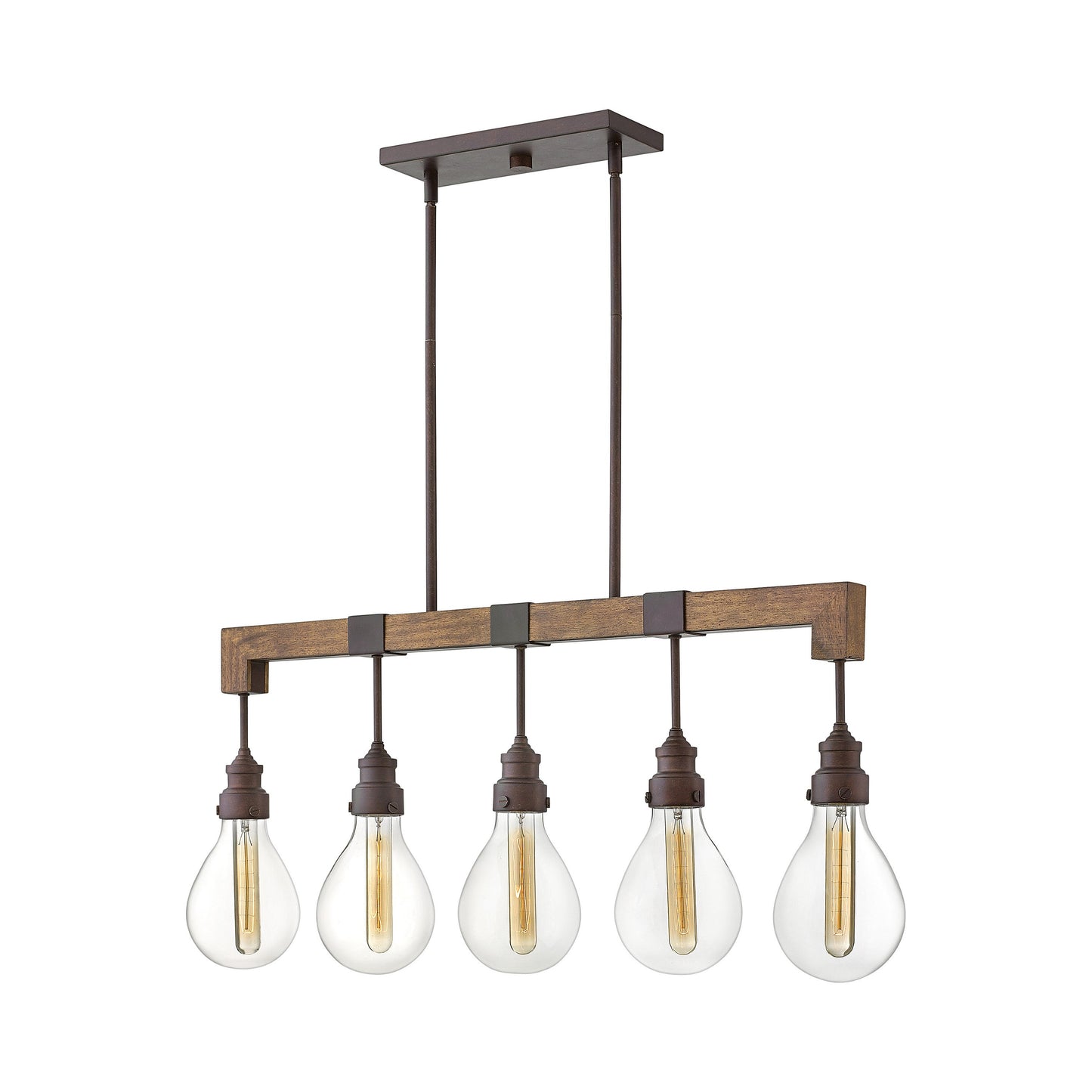 Denton Linear Pendant Light in Industrial Iron (5-Light).