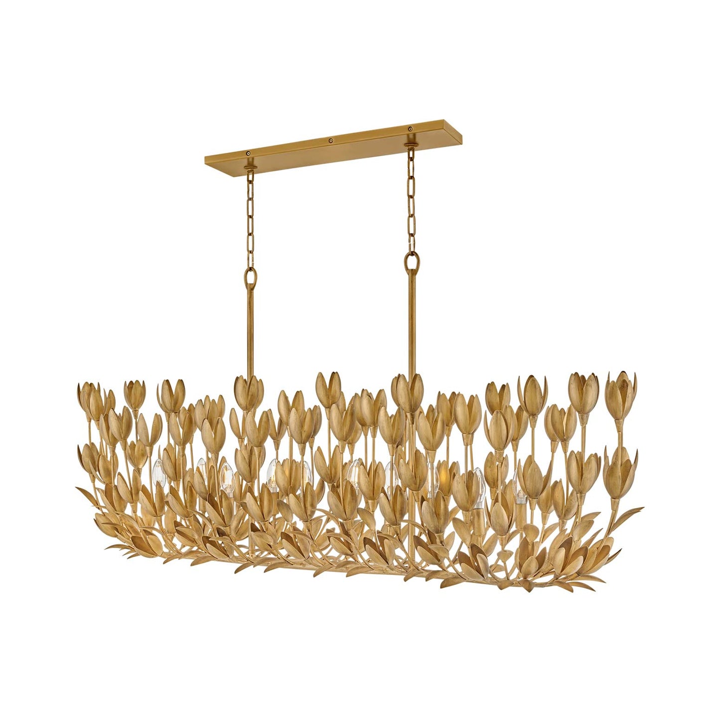 Flora Linear Pendant Light in Burnished Gold.