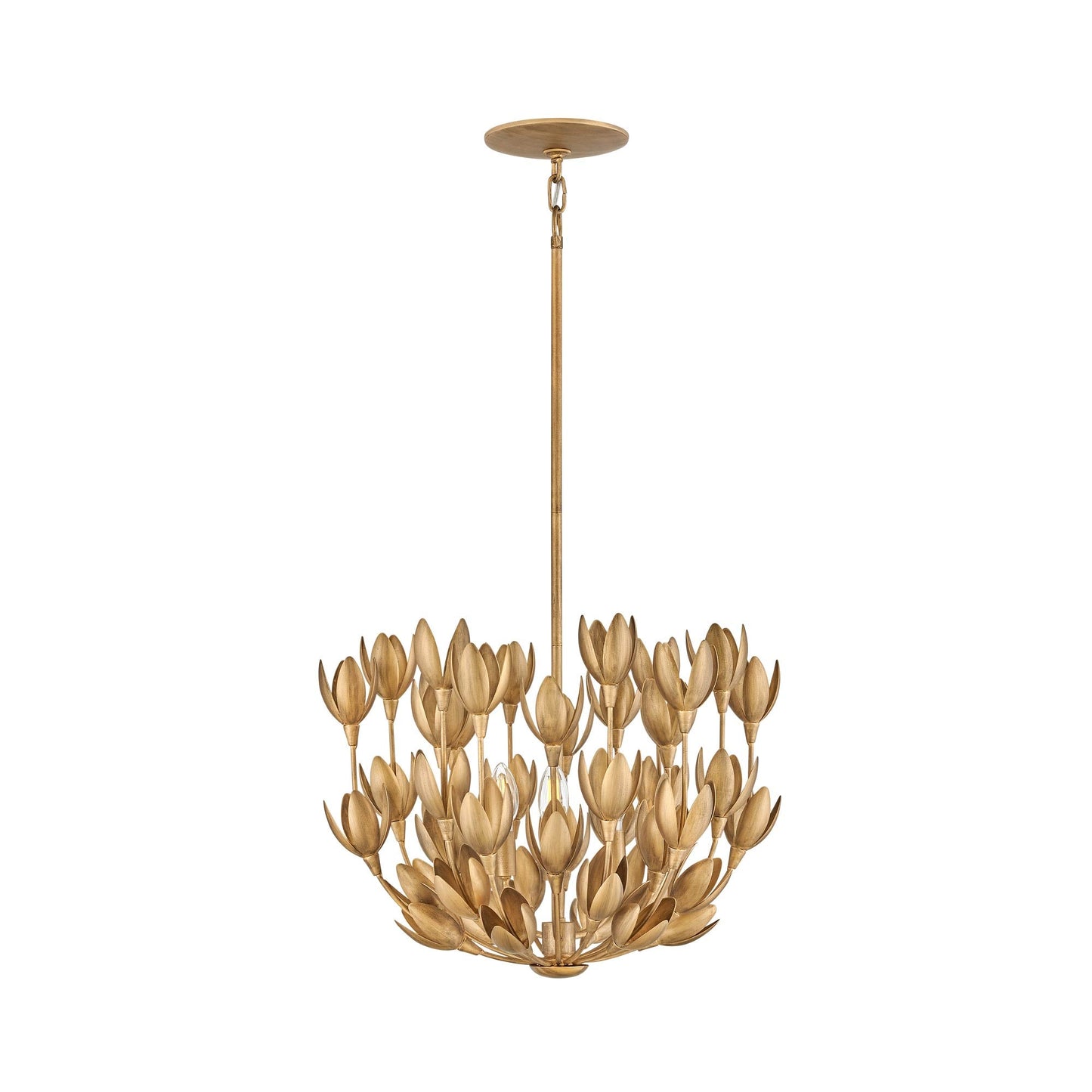 Flora Semi Flush Mount Ceiling Light in Burnished Gold.