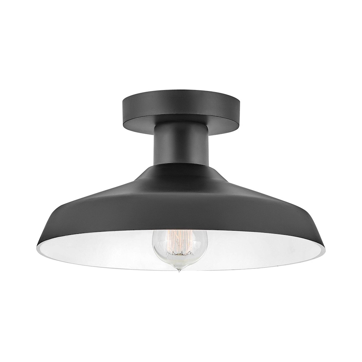 Forge Outdoor Semi Flush Mount Ceiling Light in Black.