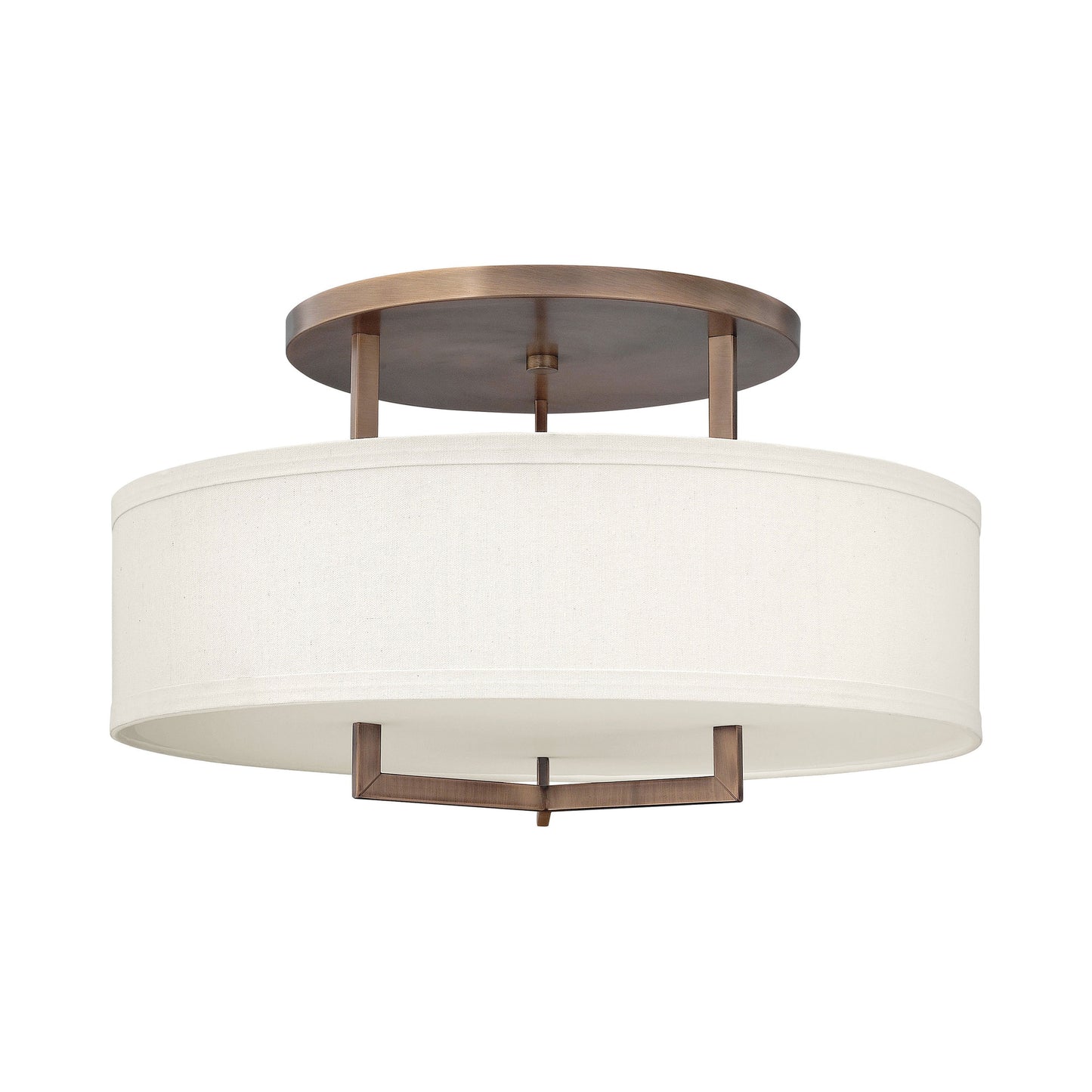 Hampton Drum Semi Flush Ceiling Light in Large/Brushed Bronze.