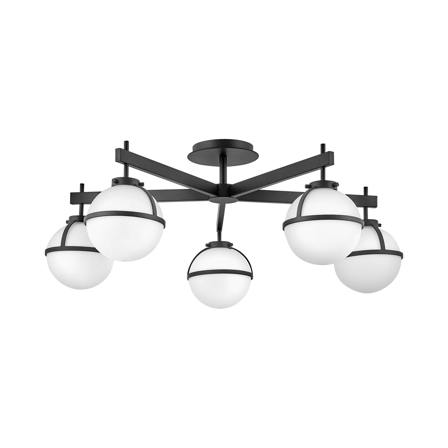 Hollis LED Semi Flush Mount Ceiling Light in Black.