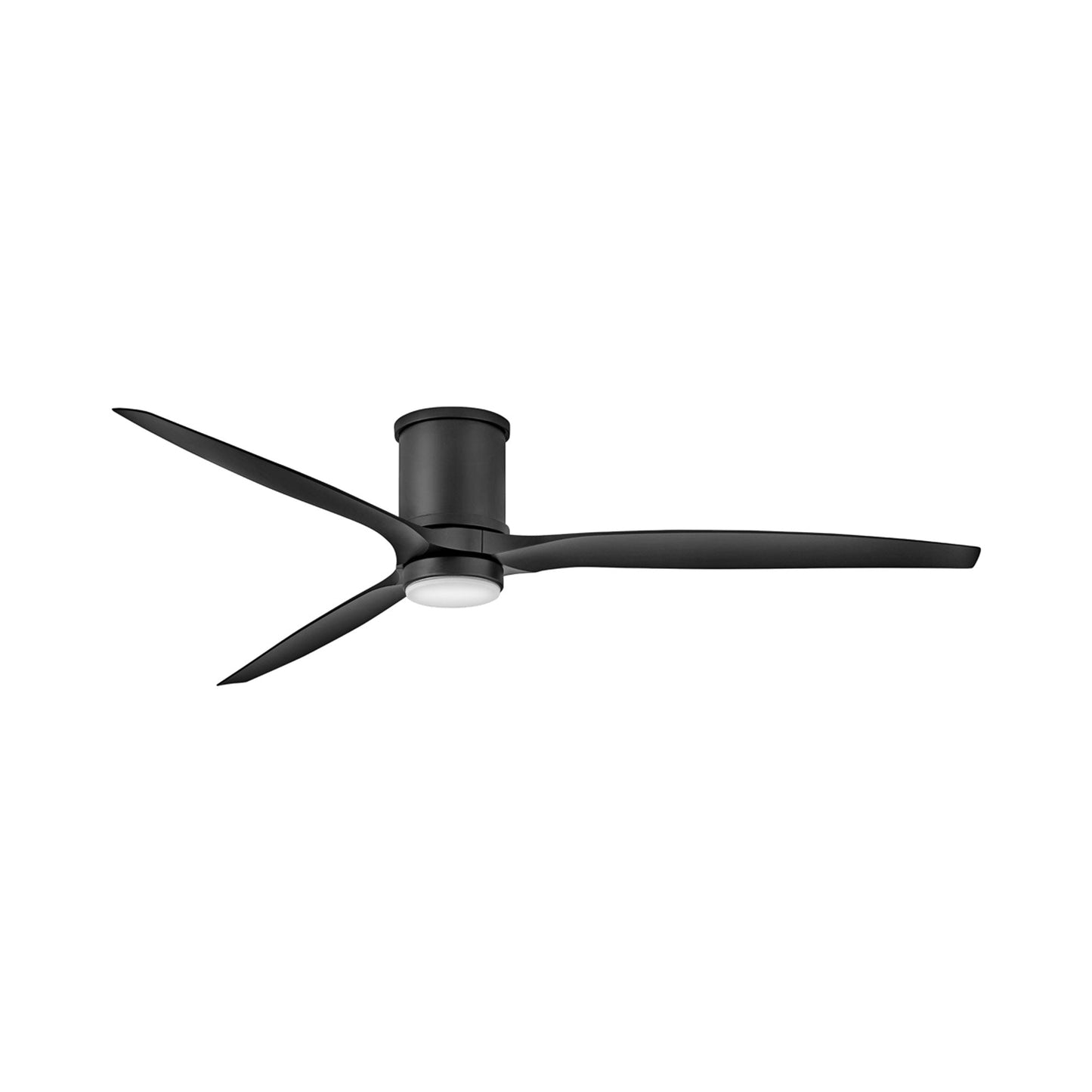 Hover Outdoor LED Flush Mount Ceiling Fan in Matte Black/Matte Black (72-Inch).