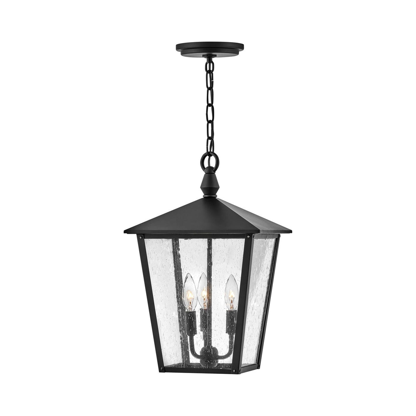 Huntersfield Outdoor Pendant Light in Black.