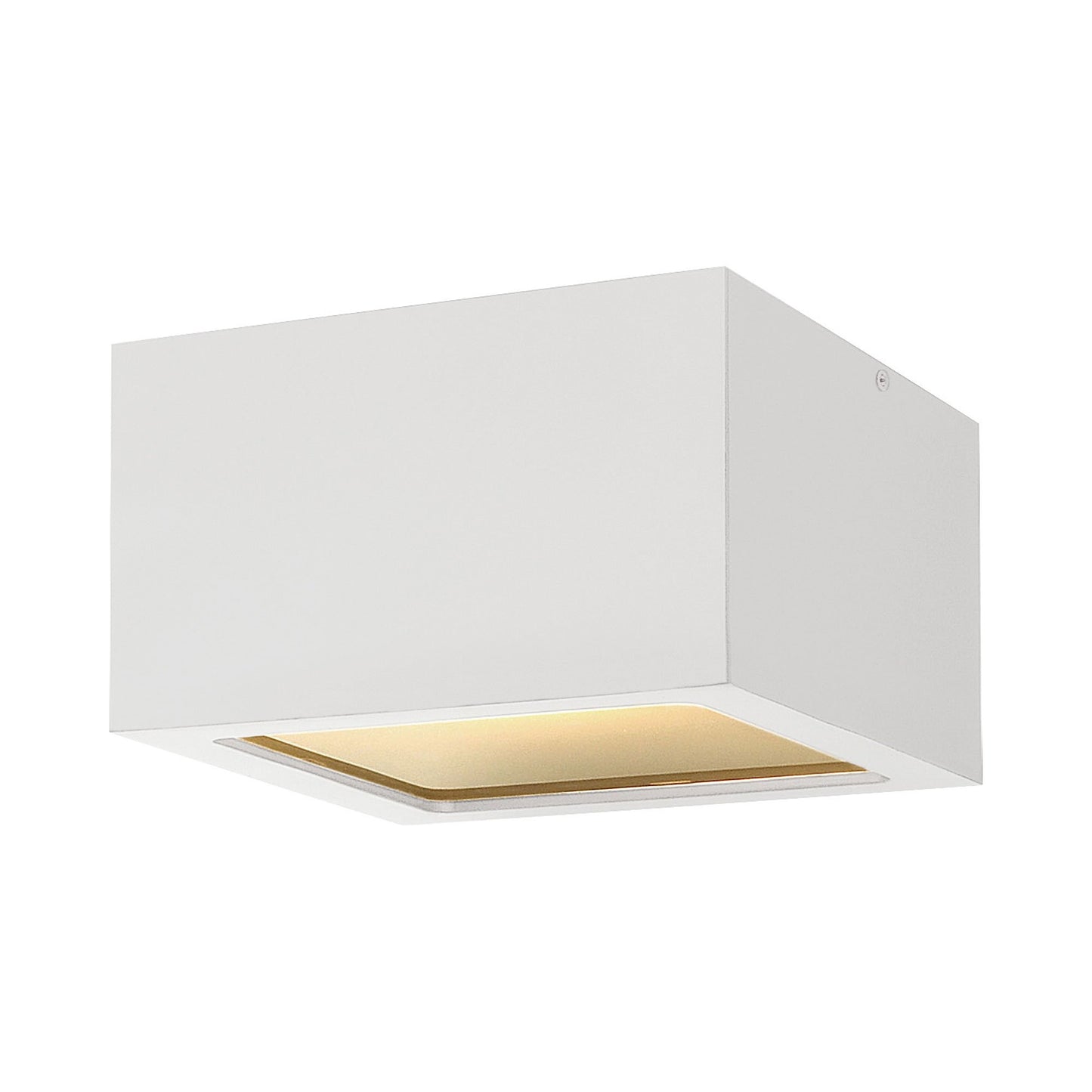 Kube Outdoor LED Flush Mount Ceiling Light in Satin White.