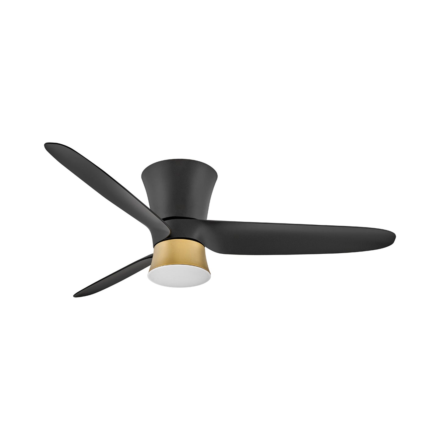 Neo LED Flush Mount Ceiling Fan in Matte Black.