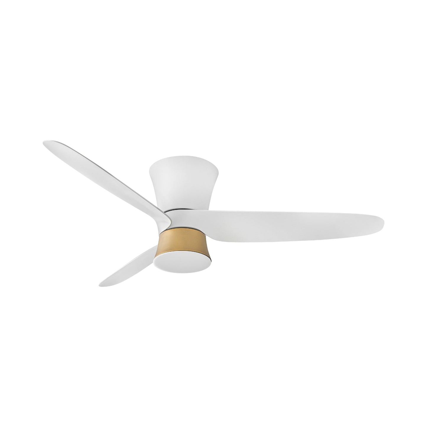 Neo LED Flush Mount Ceiling Fan in Matte White.