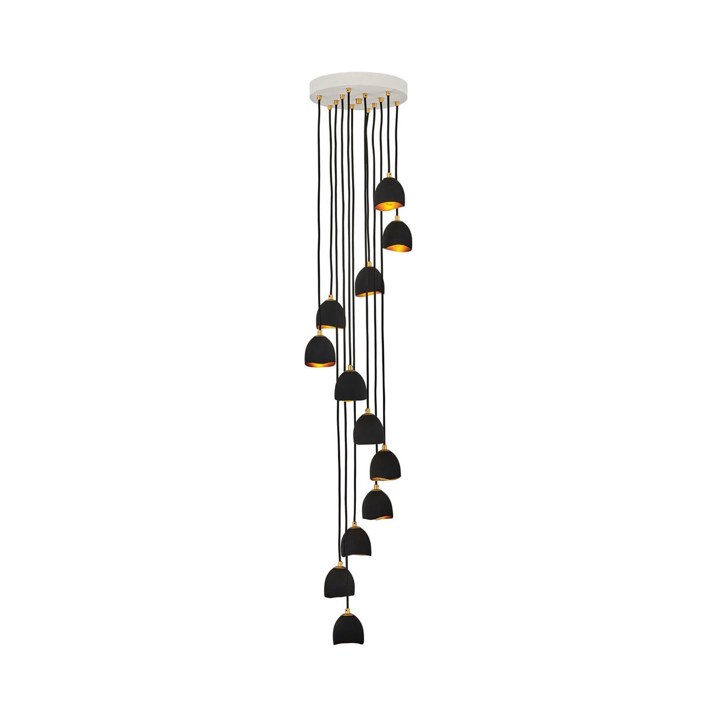 Nula Multi Point Pendant Light in Shell Black.