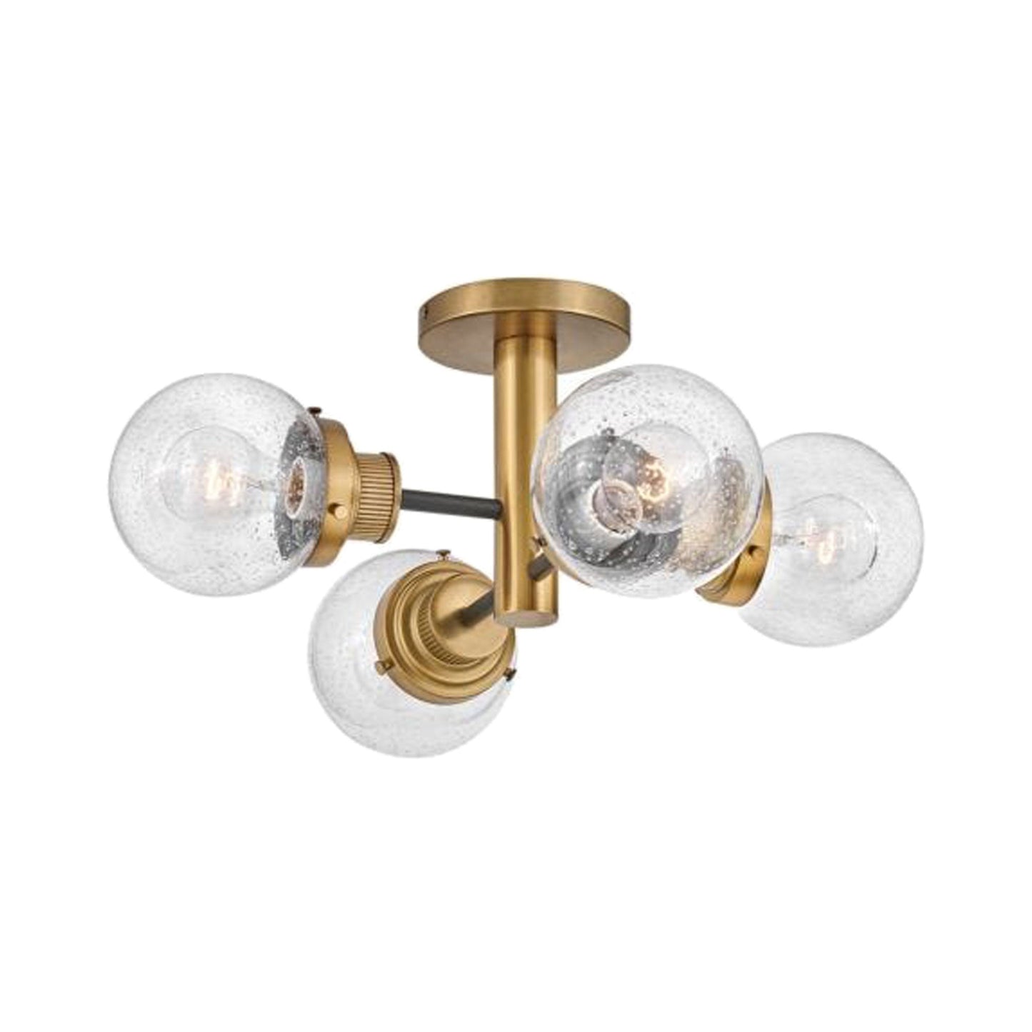 Poppy Semi-Flush Mount Ceiling Light in Heritage Brass (4-Light).