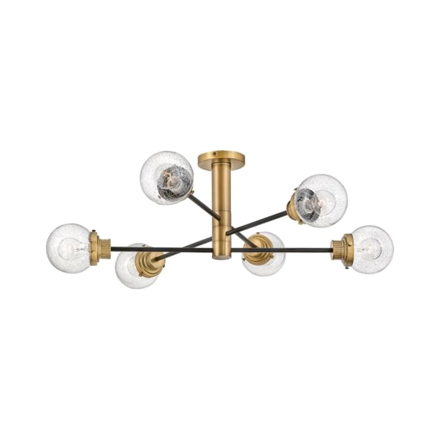 Poppy Semi-Flush Mount Ceiling Light in Heritage Brass (6-Light).