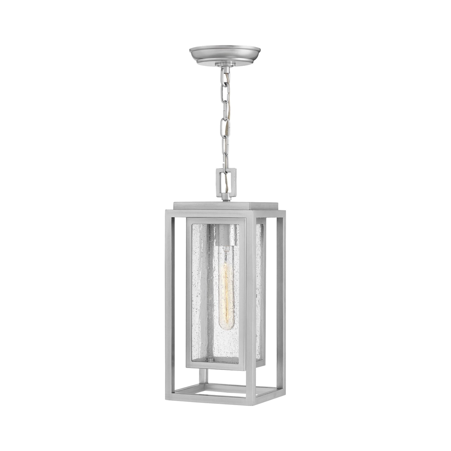Republic Outdoor Pendant Light in Satin Nickel (Bulb Not Included).