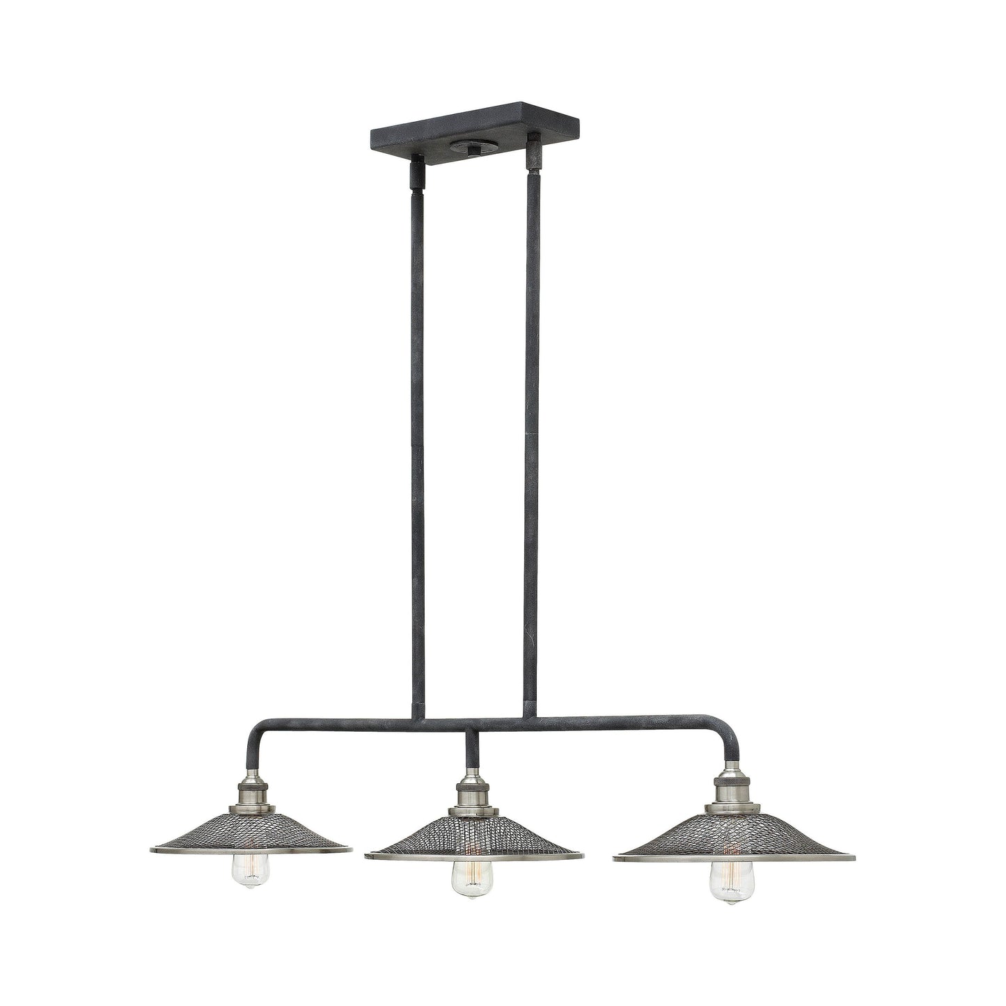 Rigby Linear Pendant Light in Aged Zinc.