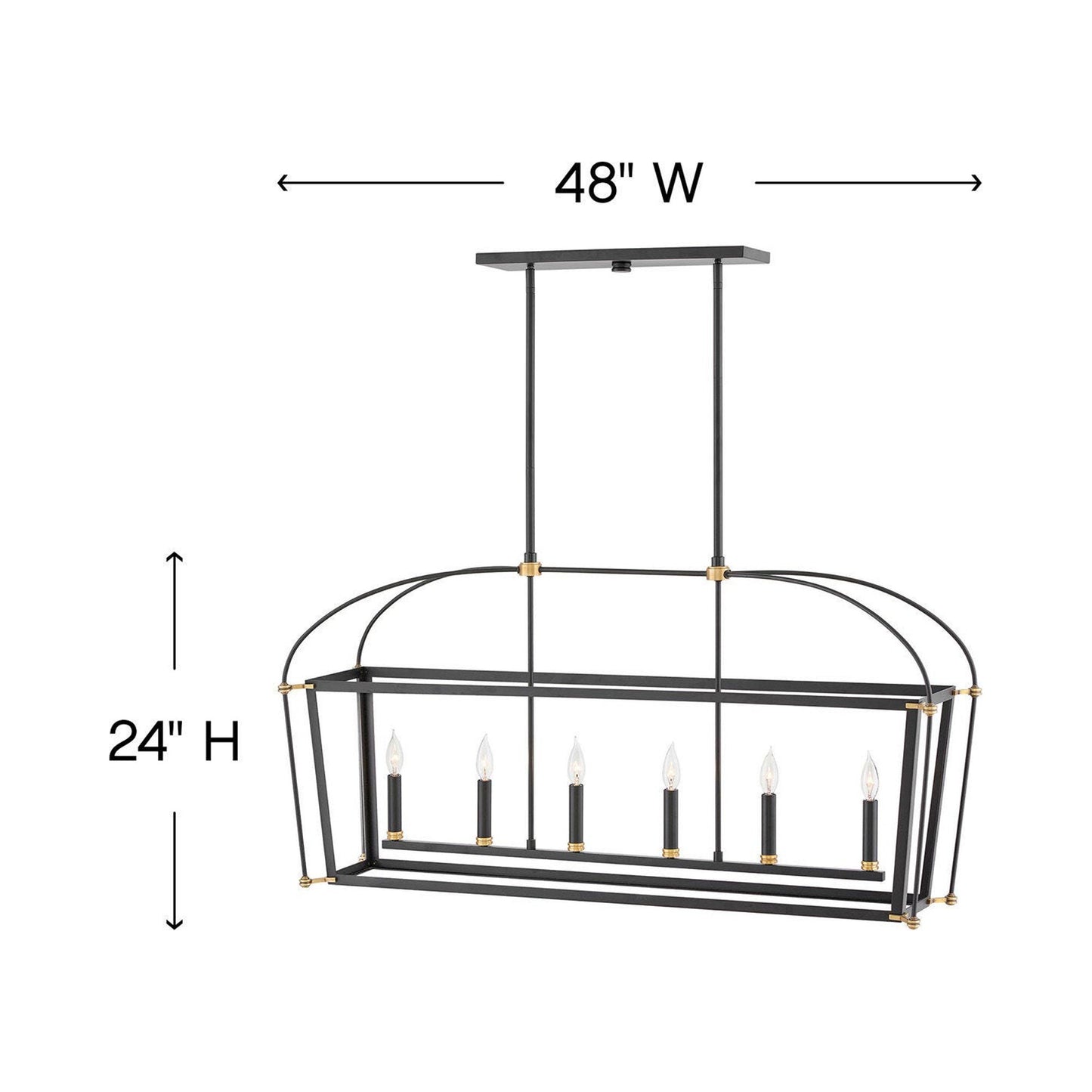 Selby Linear Chandelier - line drawing.