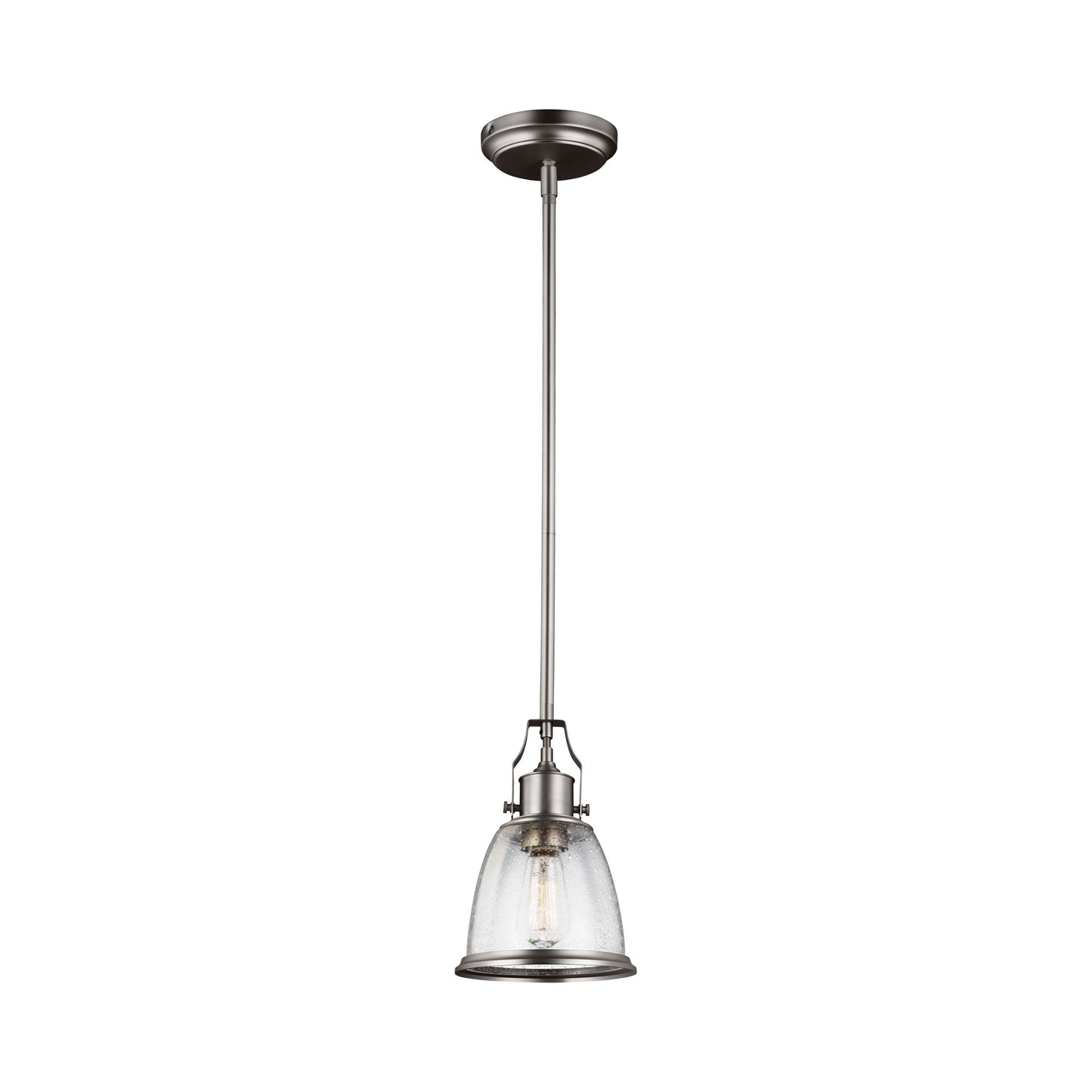 Hobson Mini Pendant Light in Satin Nickel.