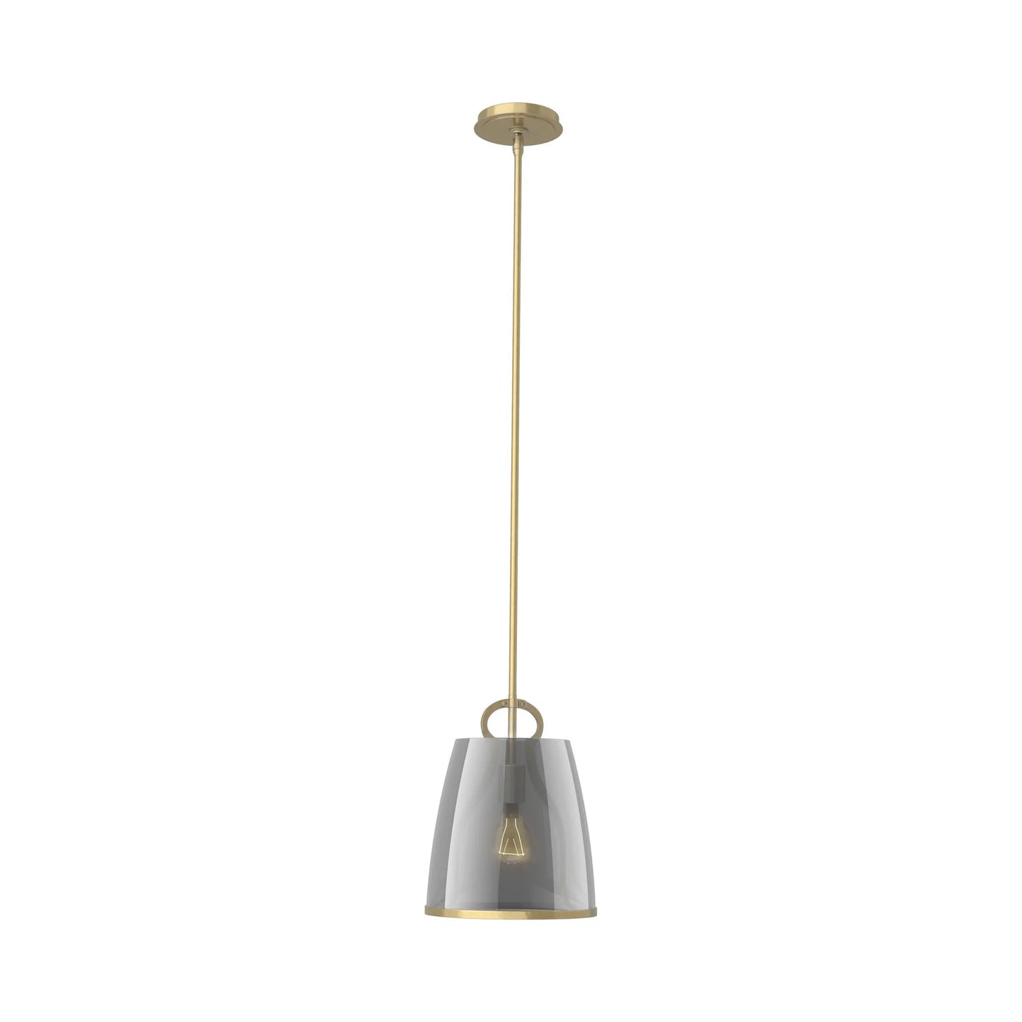 Caliper Pendant Light in Modern Brass/Plated Smoke Glass.