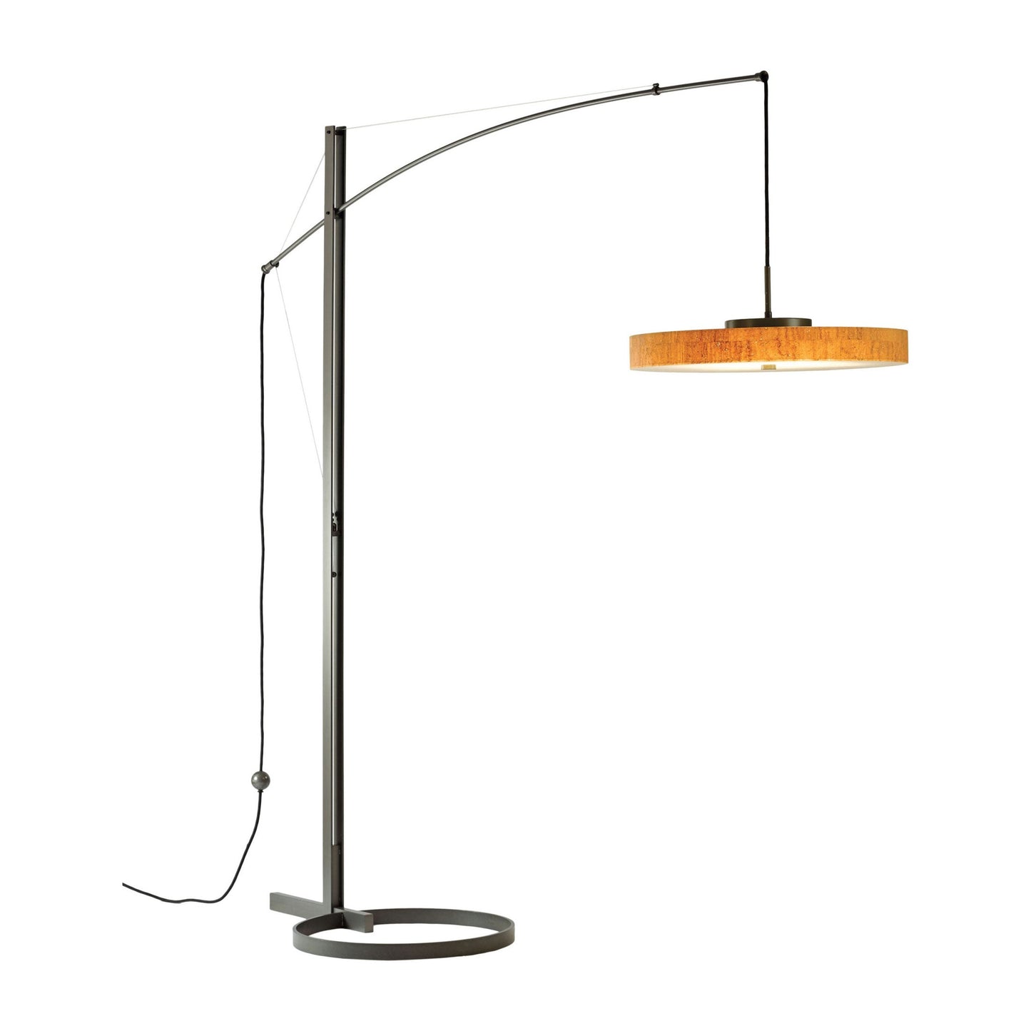 Disq Arc LED Floor Lamp in Dark Smoke/Cork.