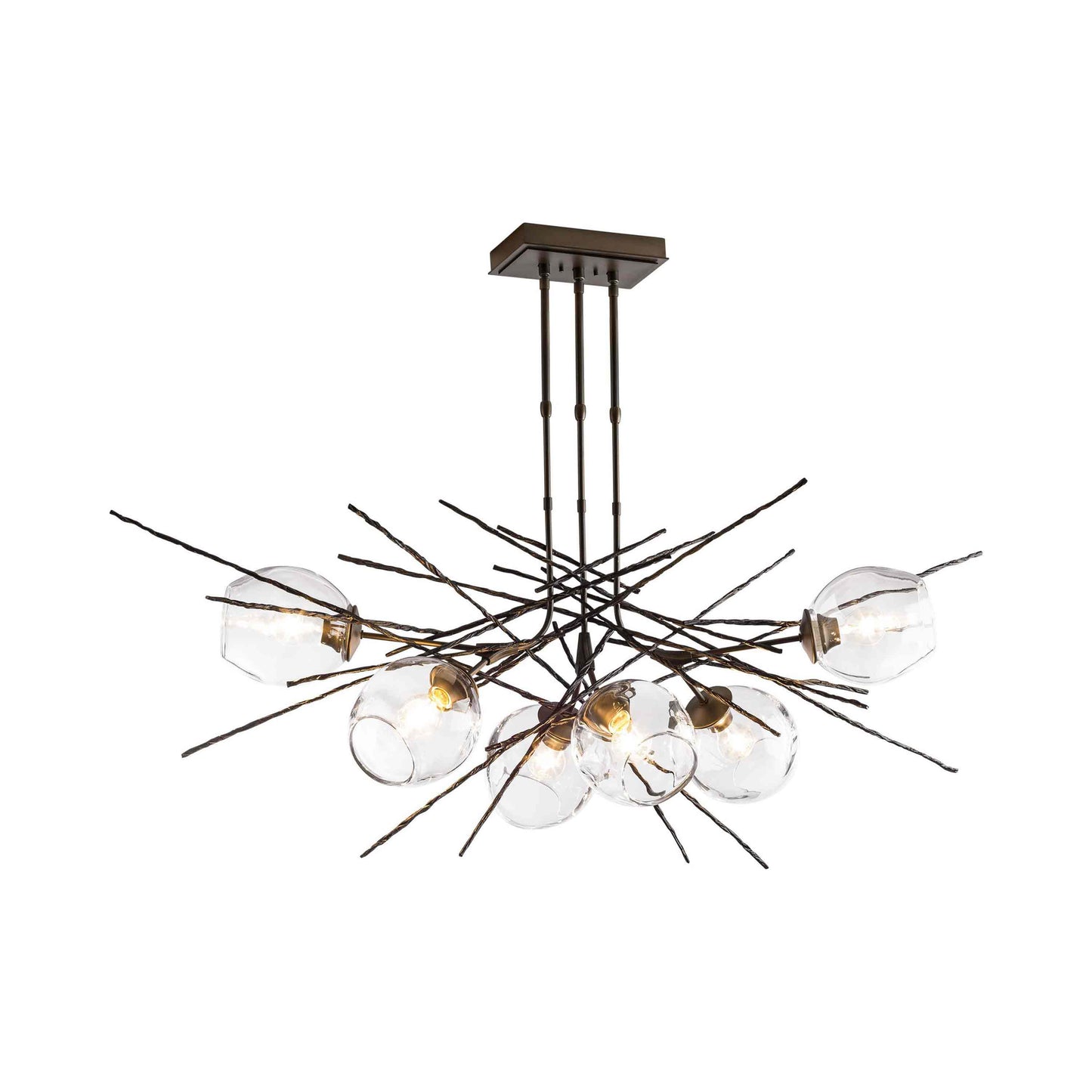 Griffin Pendant Light in Mahogany/Simon Pearce Glass/Short.