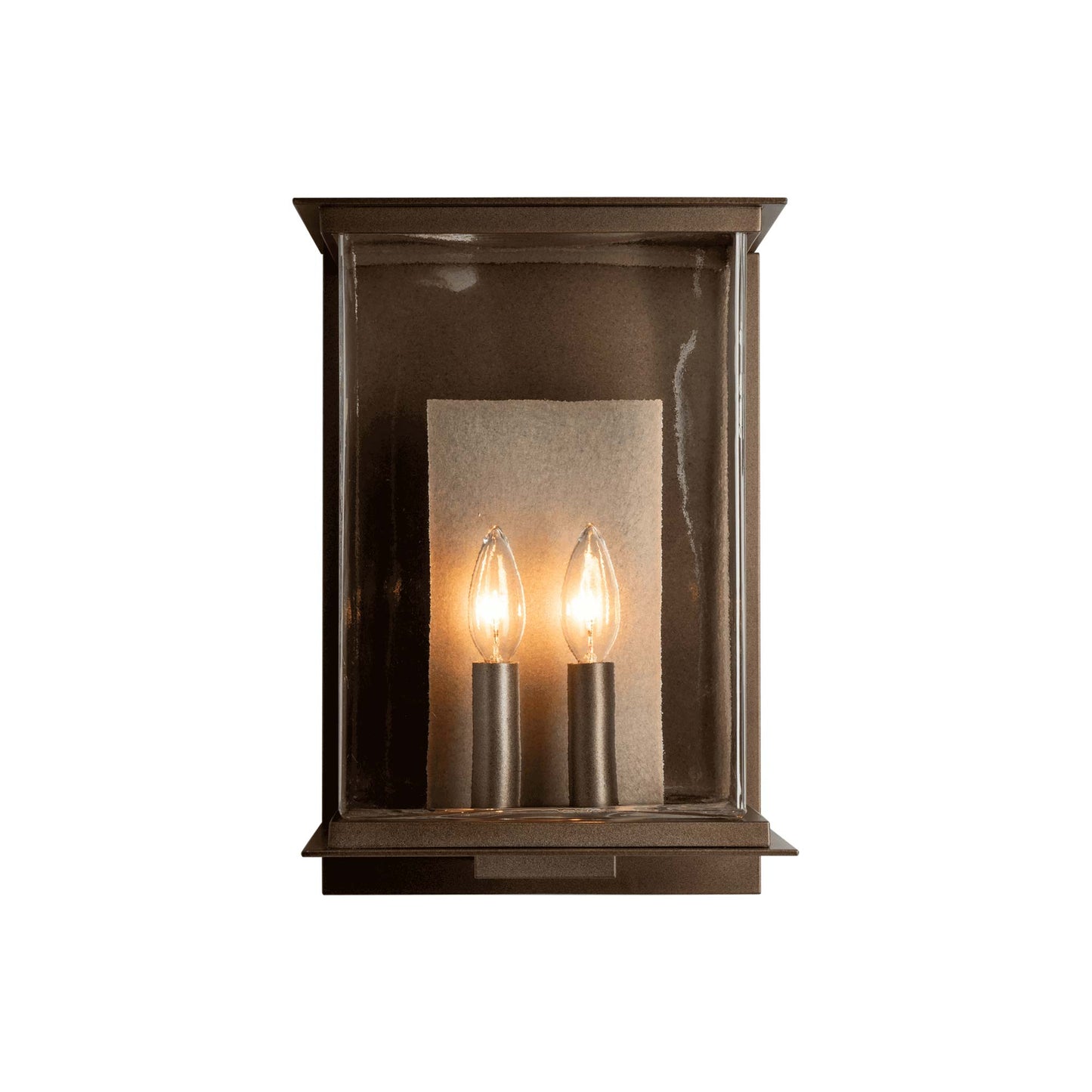 Kingston Outdoor Wall Light in 2-Light/Coastal Black/Translucent Vintage Platinum.
