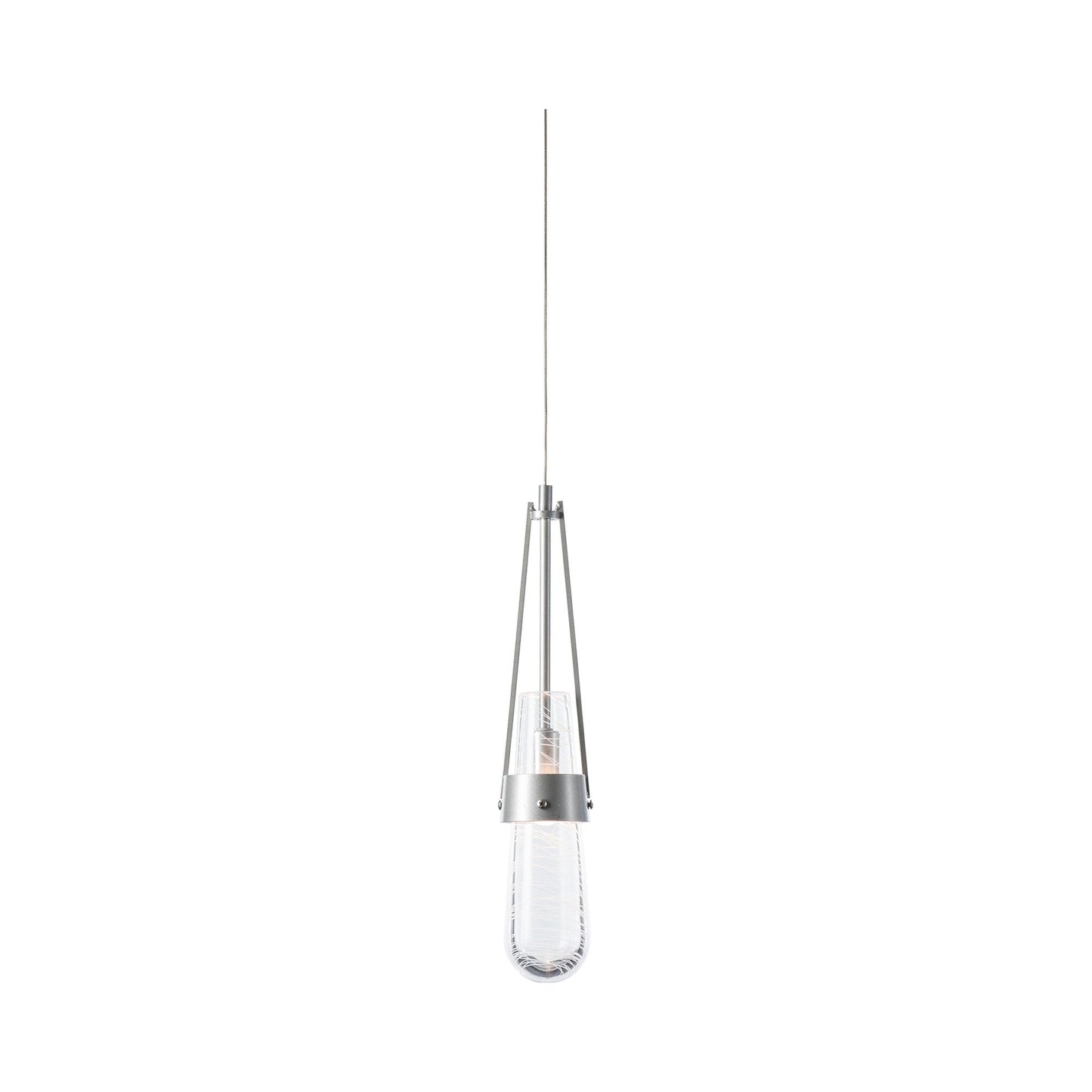 Link Mini Pendant Light in Rail/Track/Sterling/Clear with White Threading Glass.