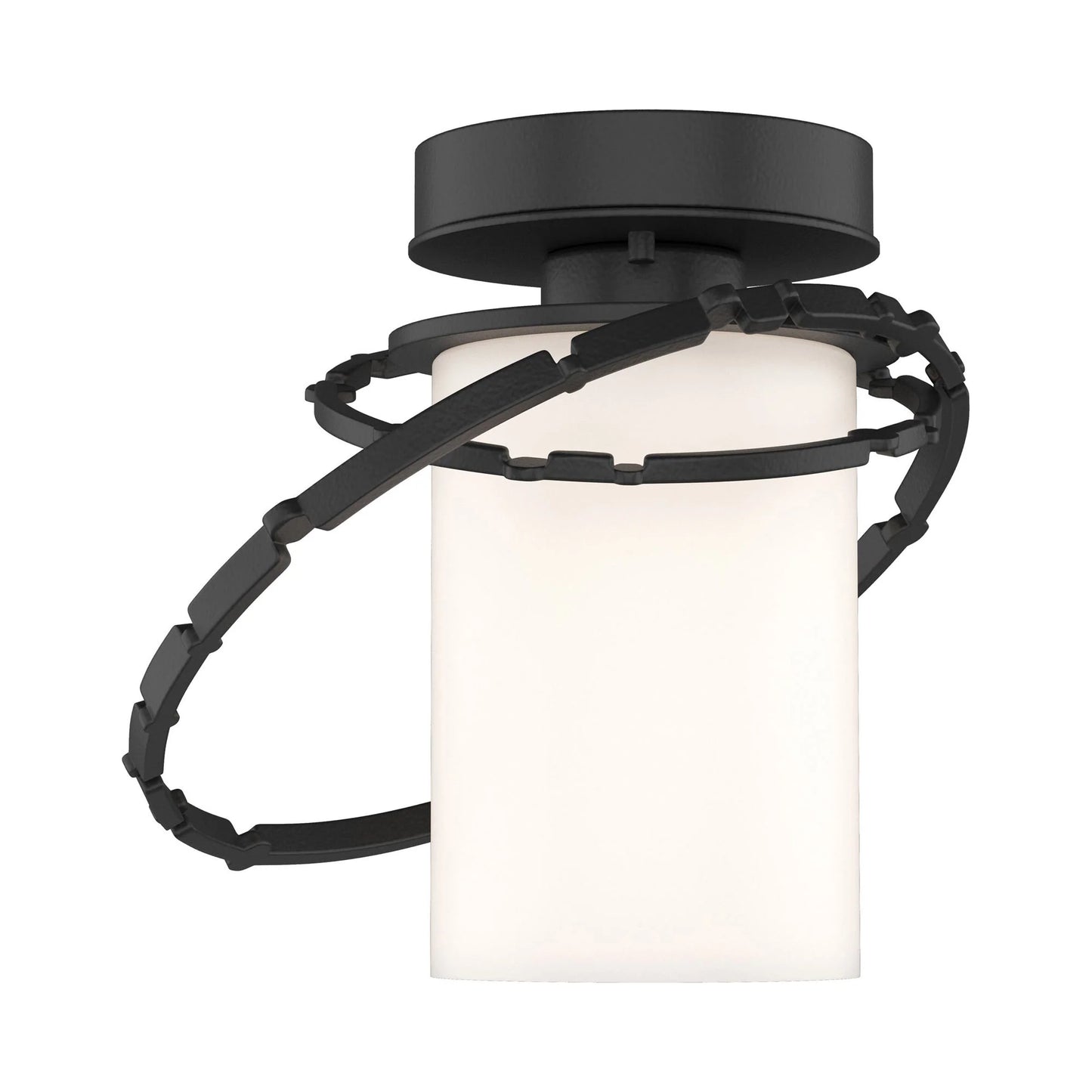 Olympus Outdoor Semi Flush Ceiling Light in Coastal Black.