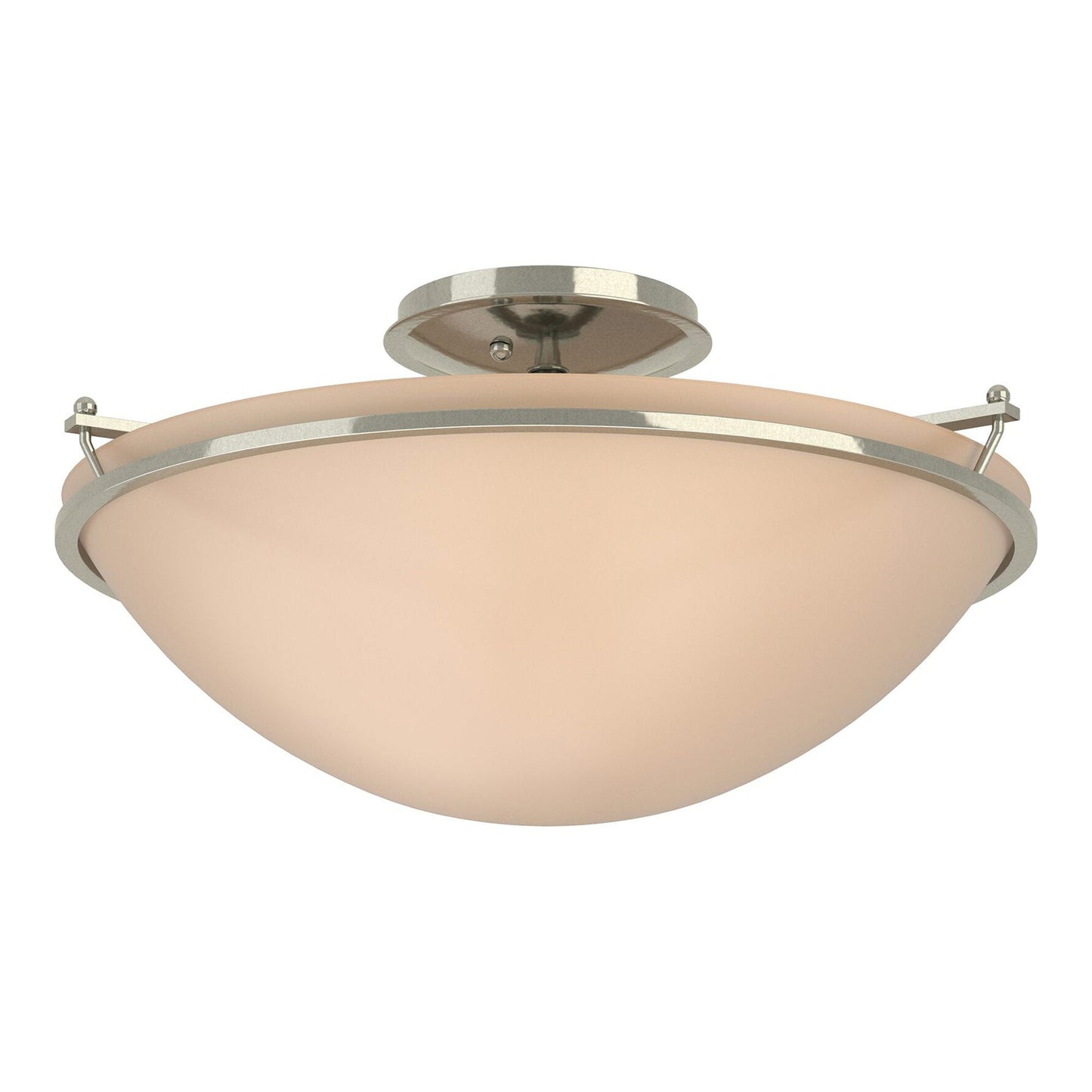Plain Semi Flush Mount Ceiling Light in Sterling/Sand Glass (Large).