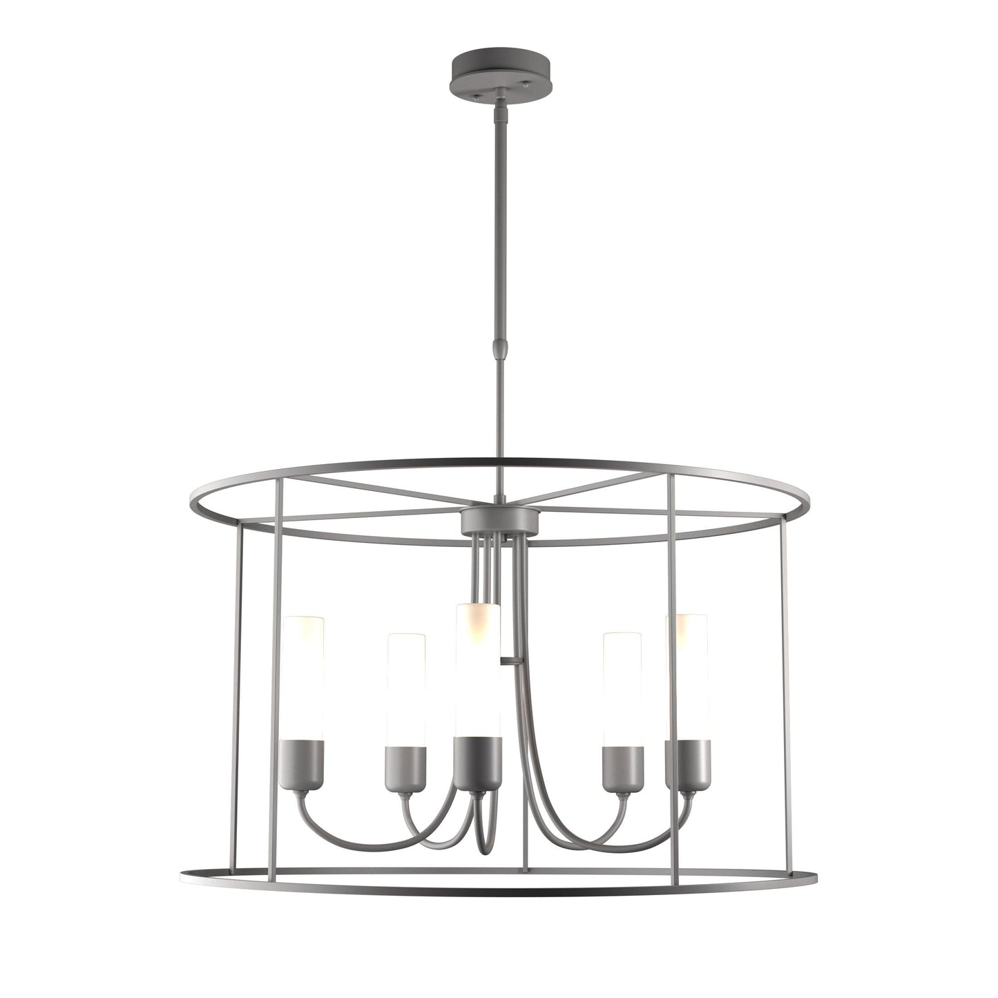 Portico Drum Outdoor Pendant Light in Coastal Burnished Steel/Opal Glass/Standard.