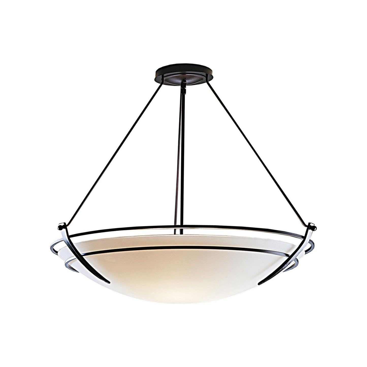 Presidio Tryne Semi Flush Mount Ceiling Light in Black/Opal Glass (23.7-Inch).