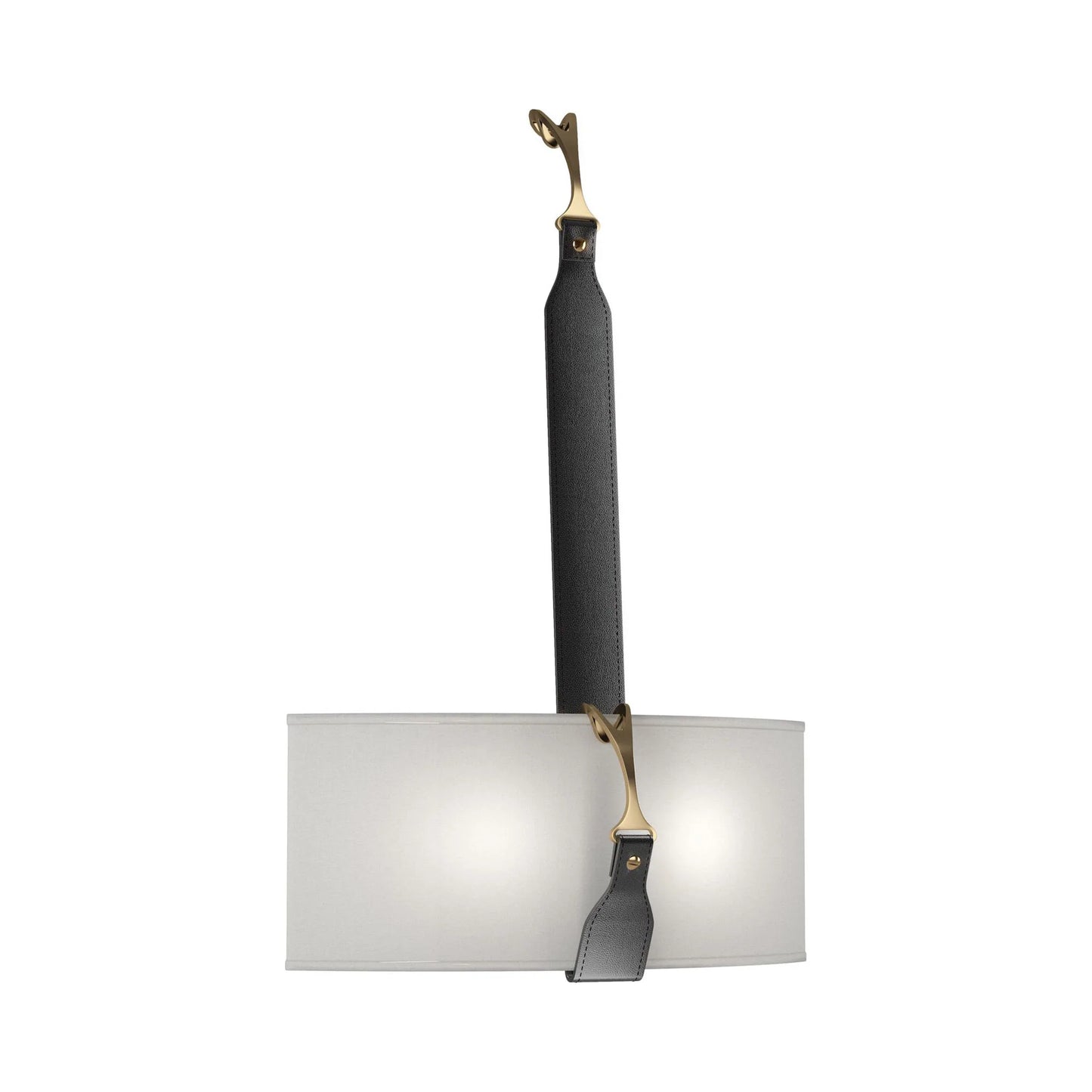Saratoga LED Wall Light in Light Grey/Leather Black.