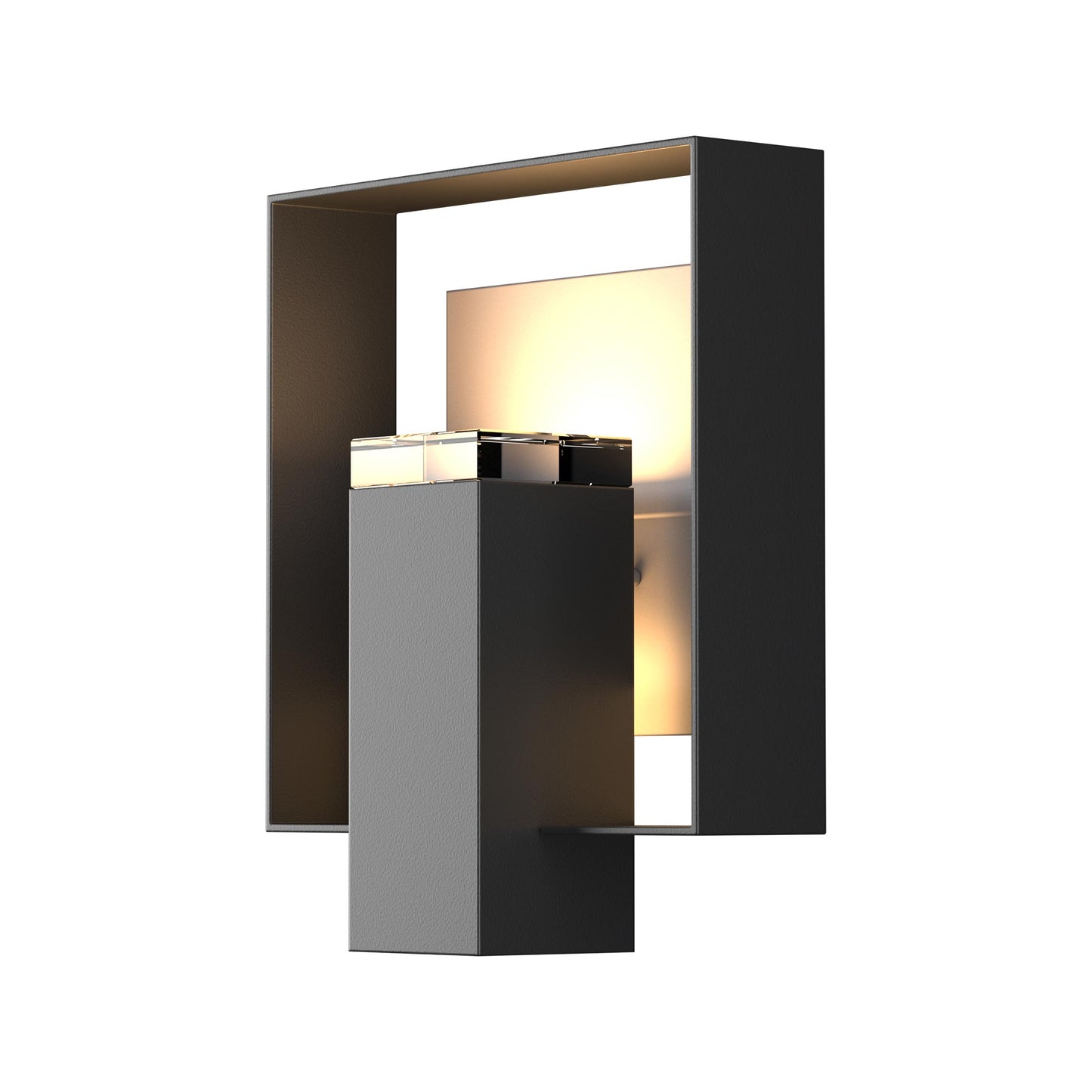 Shadow Box Outdoor Wall Light in Small/Coastal Burnished Steel/Black.
