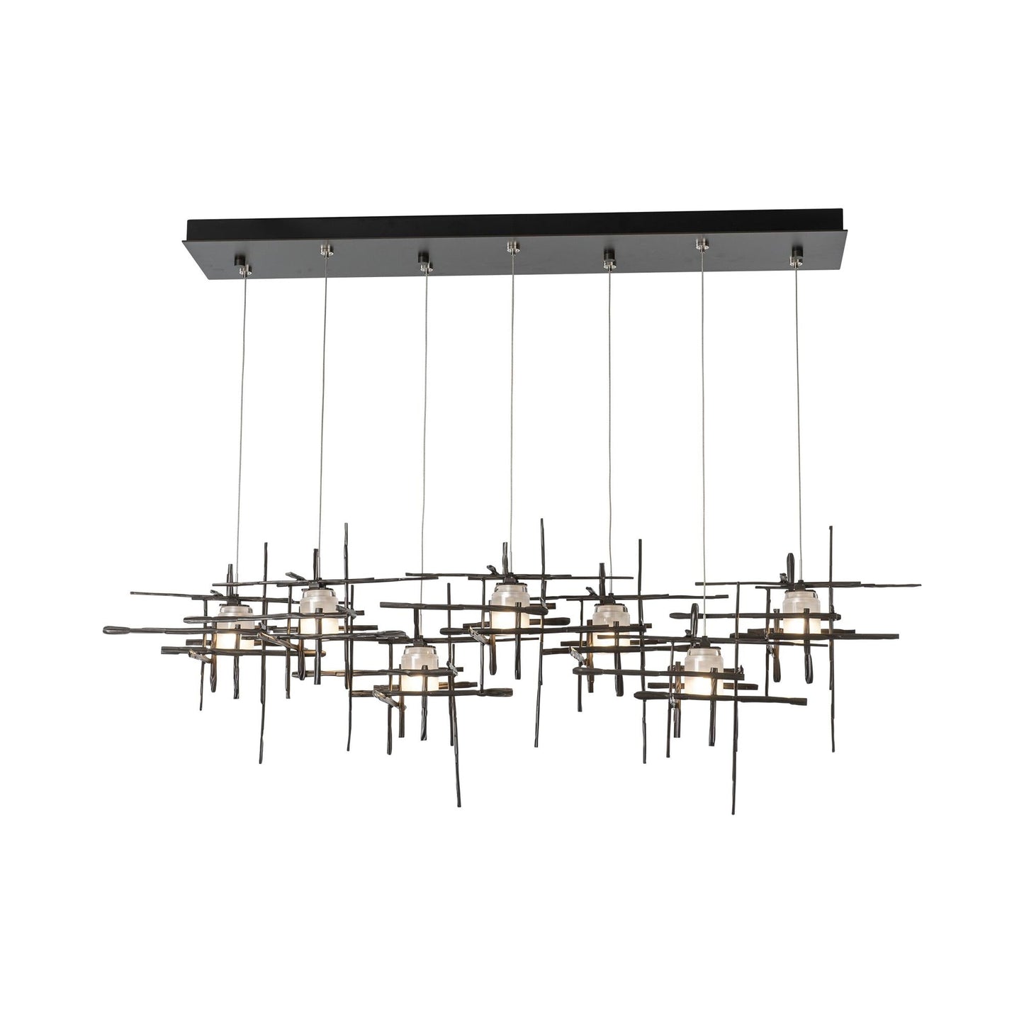 Tura Linear Pendant Light in Dark Smoke/Frosted Glass (Standard).