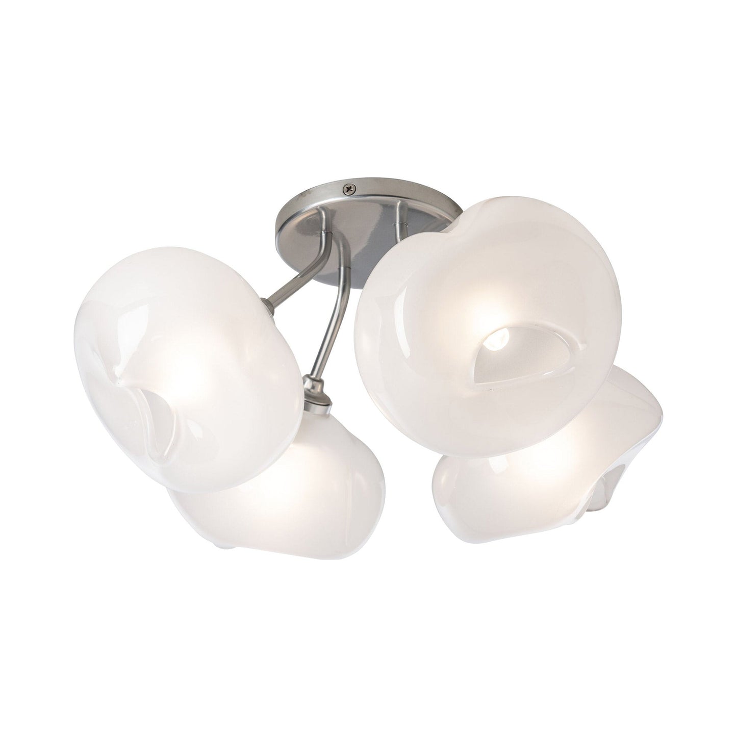 Ume Multi Light Semi Flush Ceiling Light in Sterling/Frosted Glass (4-Light).