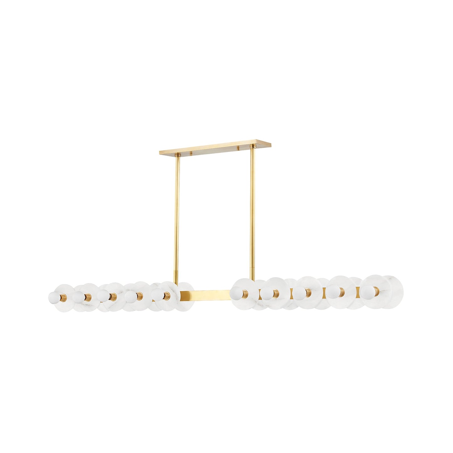 Austen Linear Pendant Light in Aged Brass.