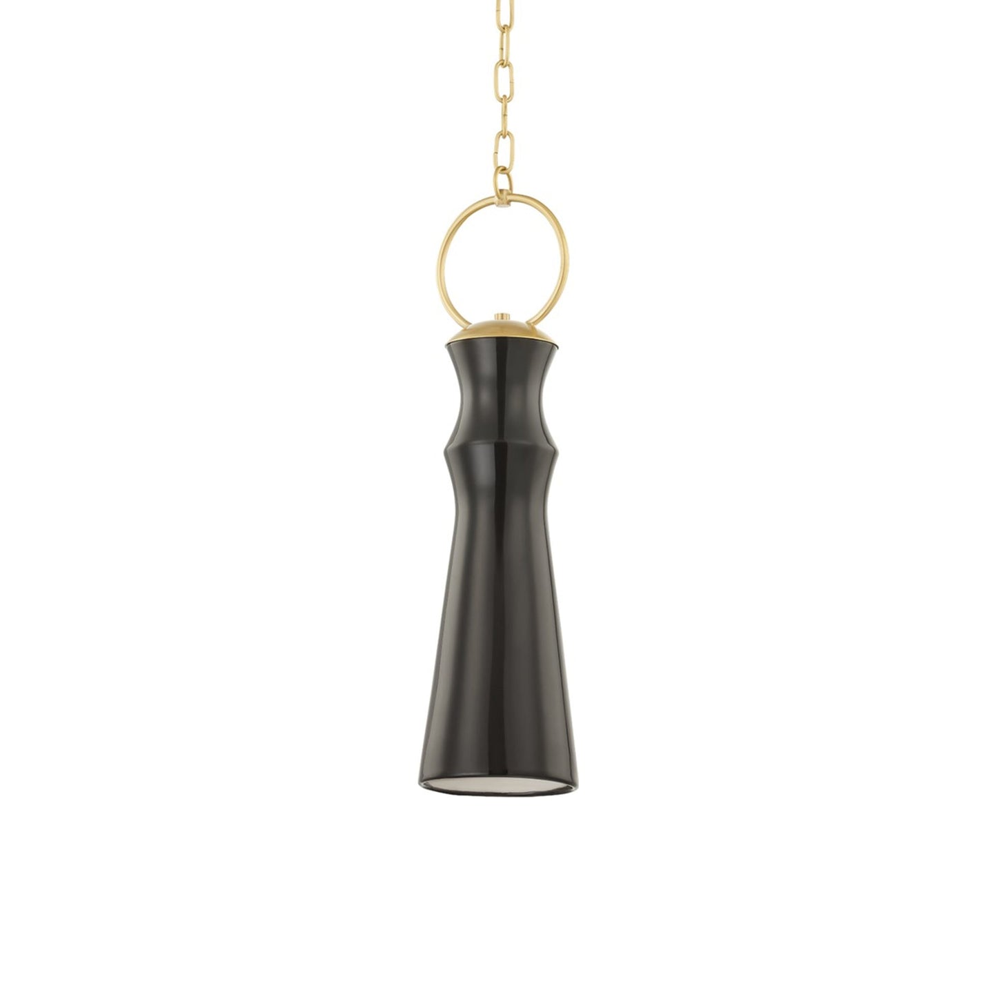 Borden Pendant Light in Aged Brass/Ceramic Gloss Mink.