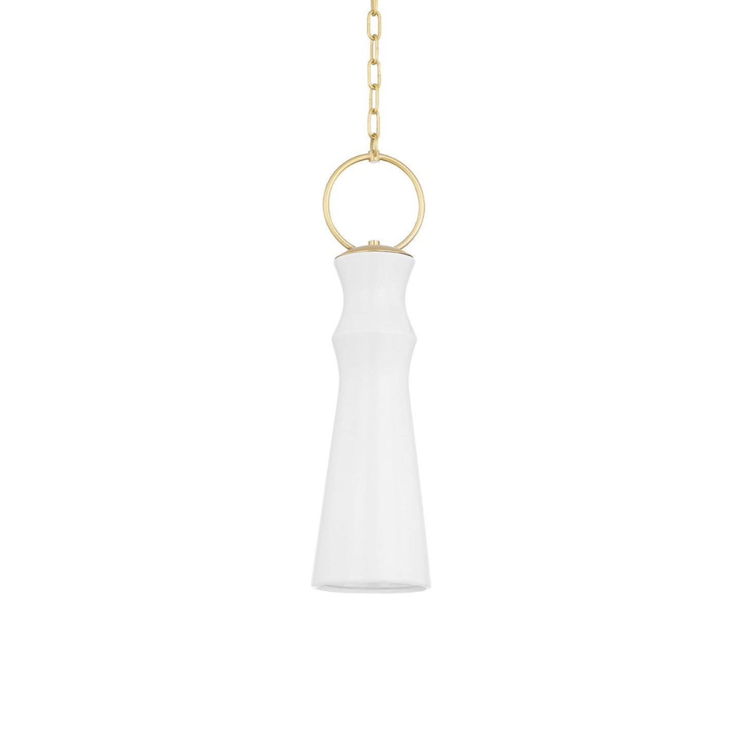 Borden Pendant Light in Aged Brass/Ceramic Gloss White.