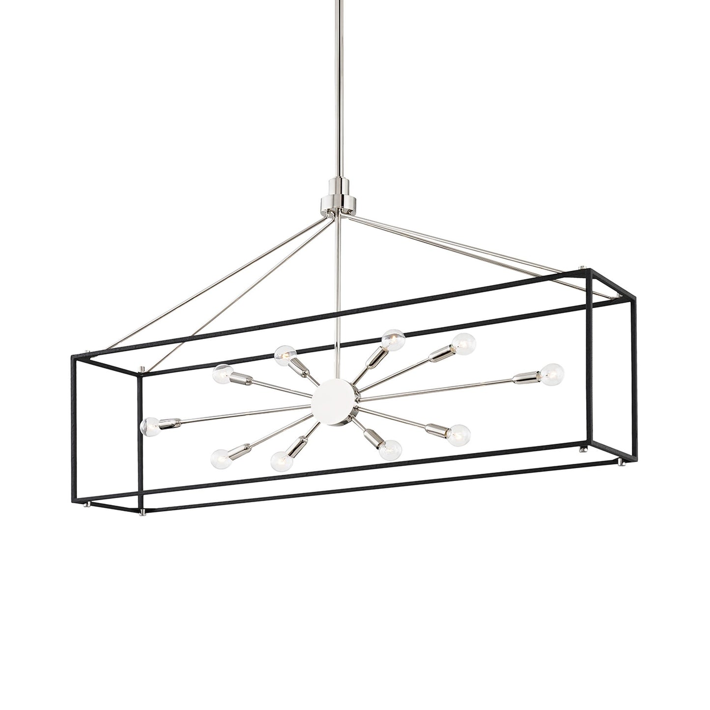 Glendale 10-Light Chandelier in Polished Nickel/Black.