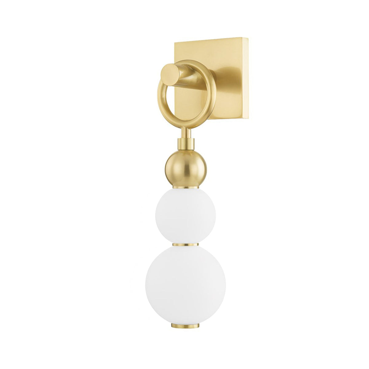Perrin LED Wall Light in Aged Brass.