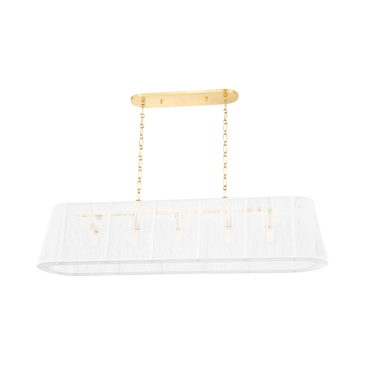 Verona Beach Linear Pendant Light in Aged Brass.