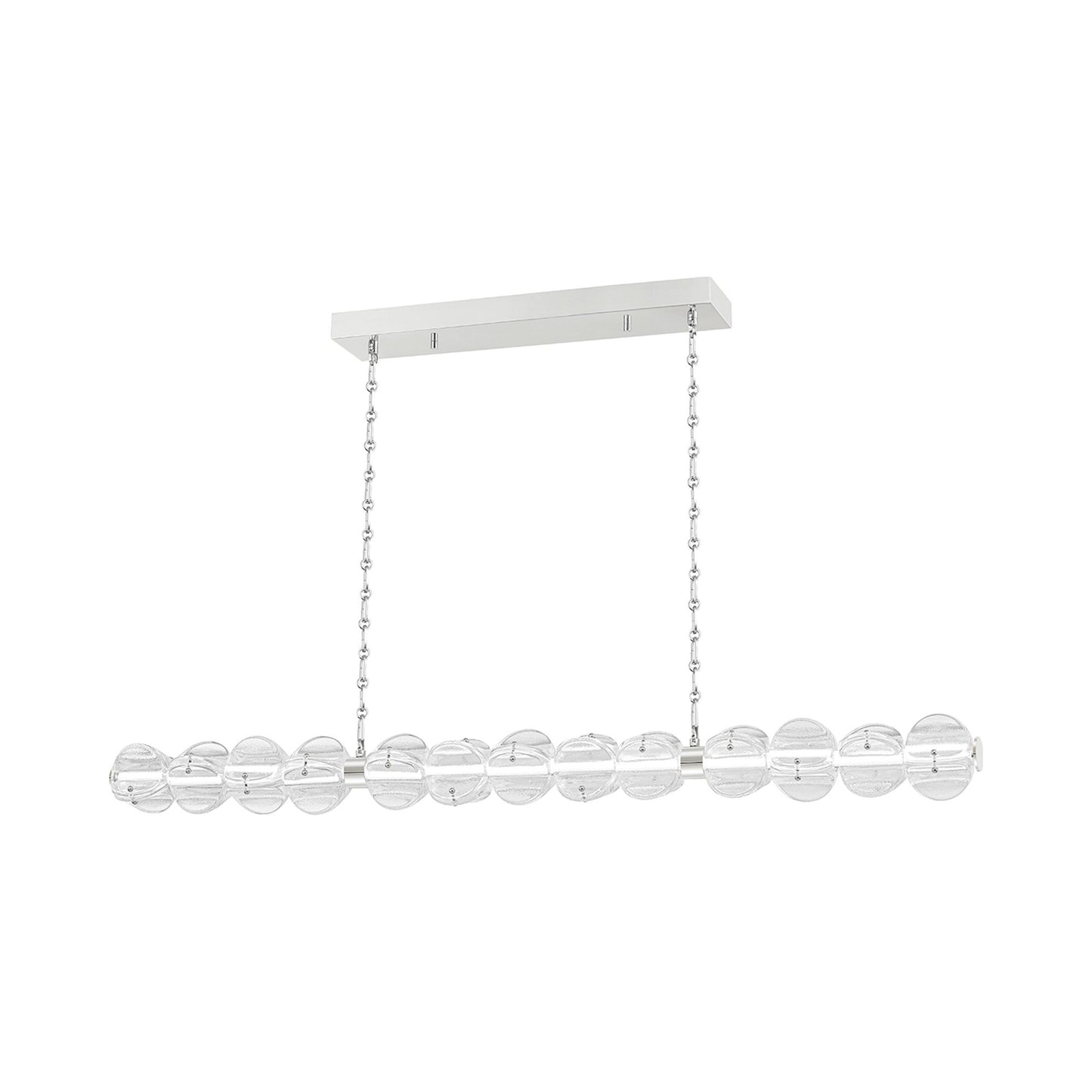 Lindley LED Linear Pendant Light in Polished Nickel.