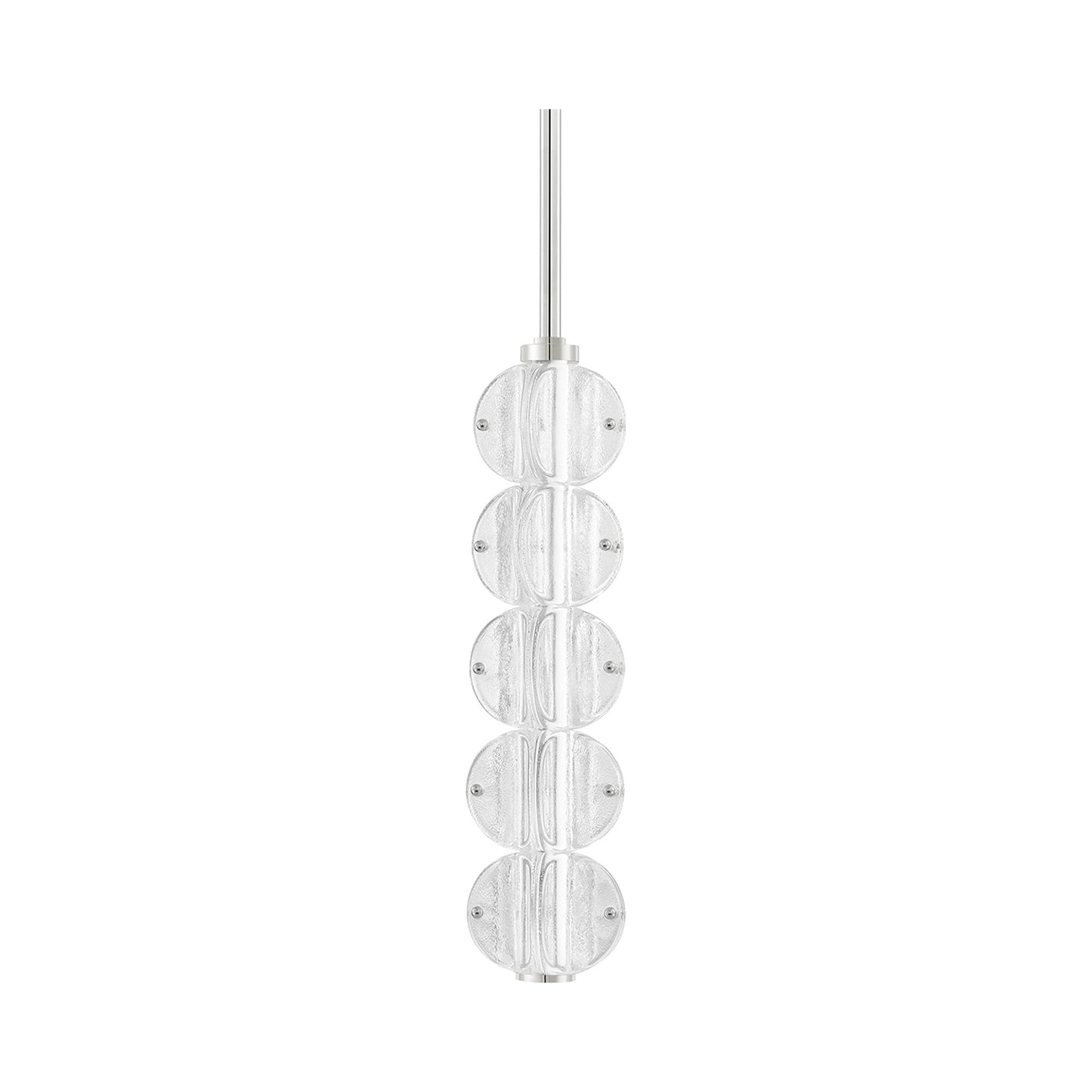 Lindley LED Pendant Light in Polished Nickel.