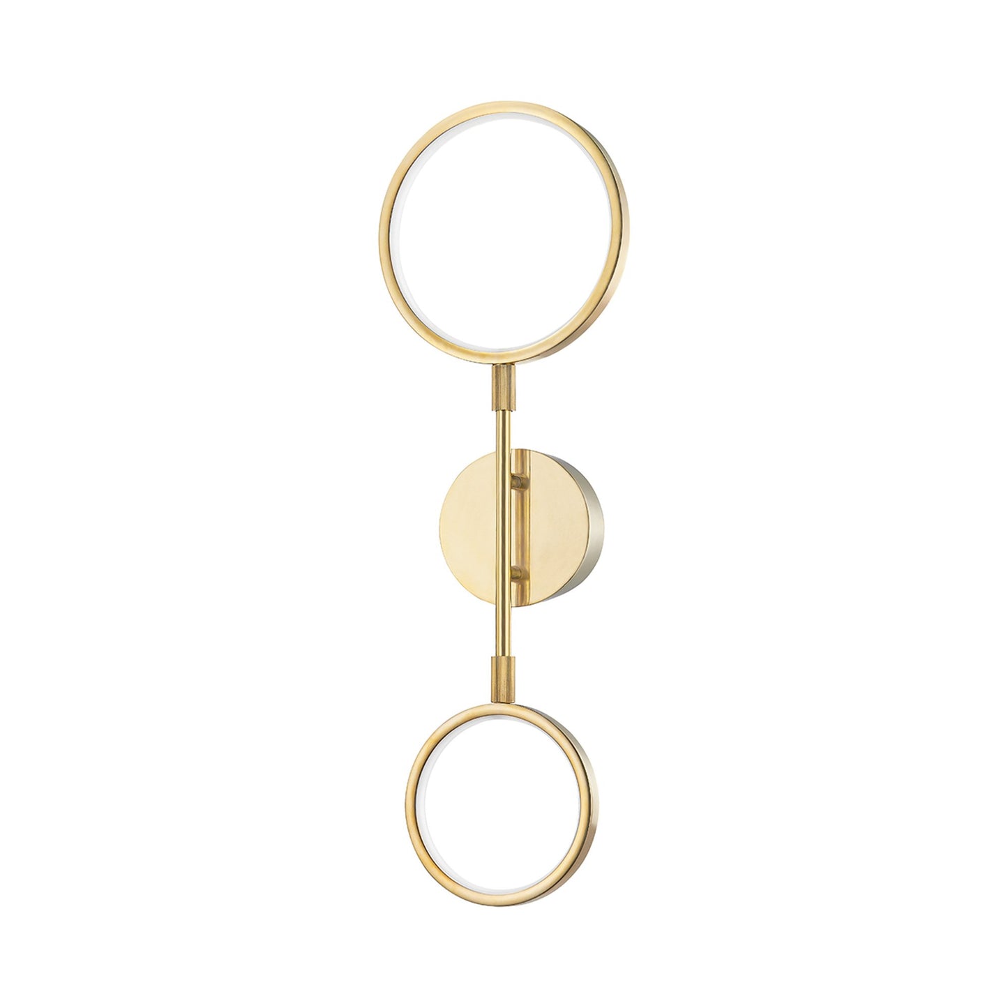 Saturn LED Wall Light in Aged Brass.