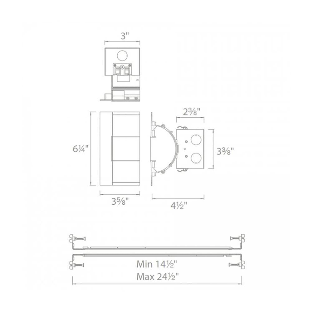 Indirect Architectural LED Channel Power Feed - line drawing.