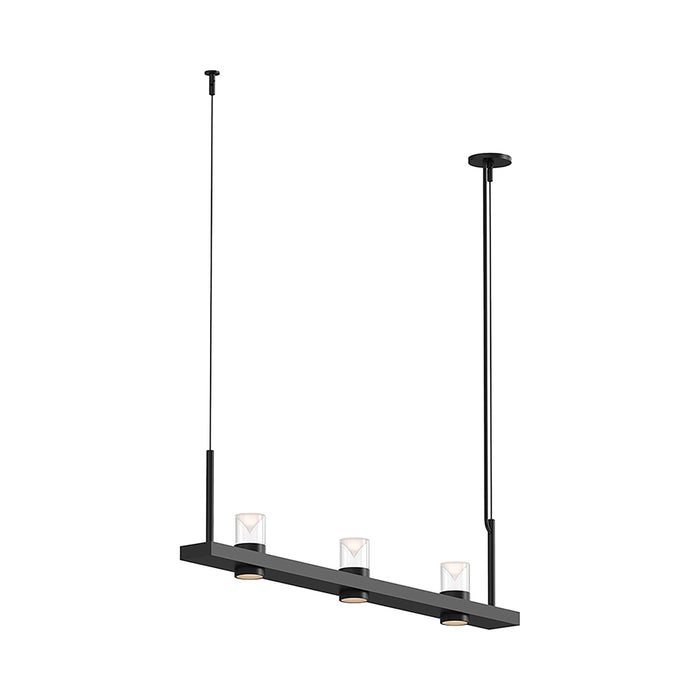 Intervals® LED Linear Suspension Light in Satin Black/Clear with Cone (3-Light).