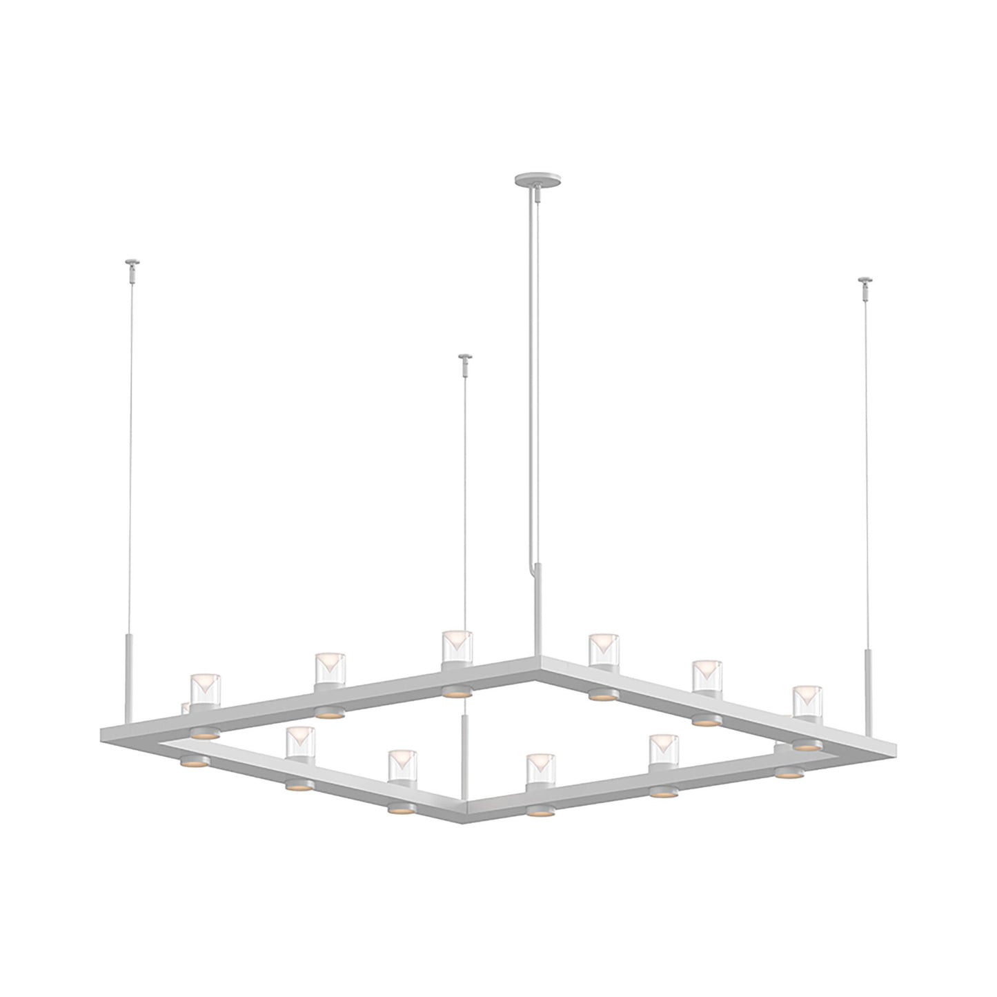 Intervals® Square LED Suspension Light in Satin White/Clear with Cone.