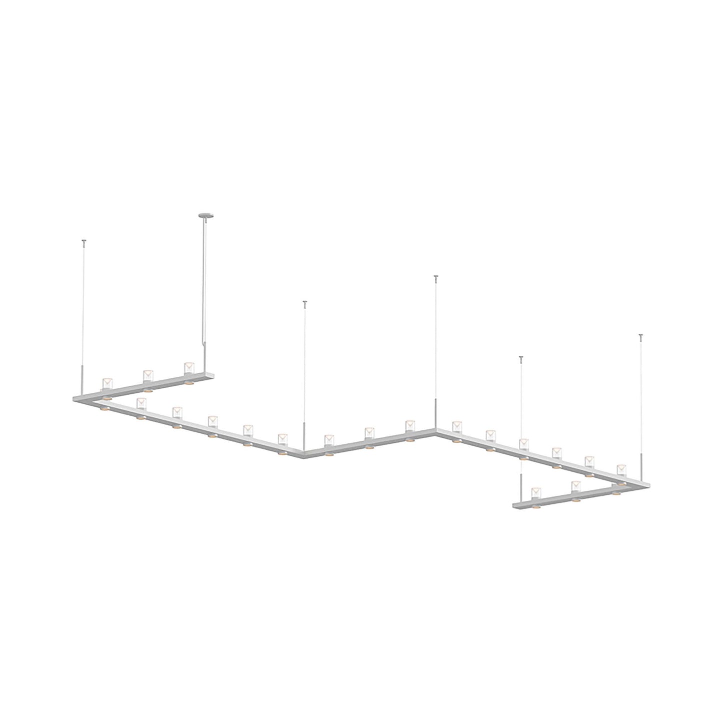 Intervals® Zig-Zag LED Suspension Light in Satin White/Clear with Cone.