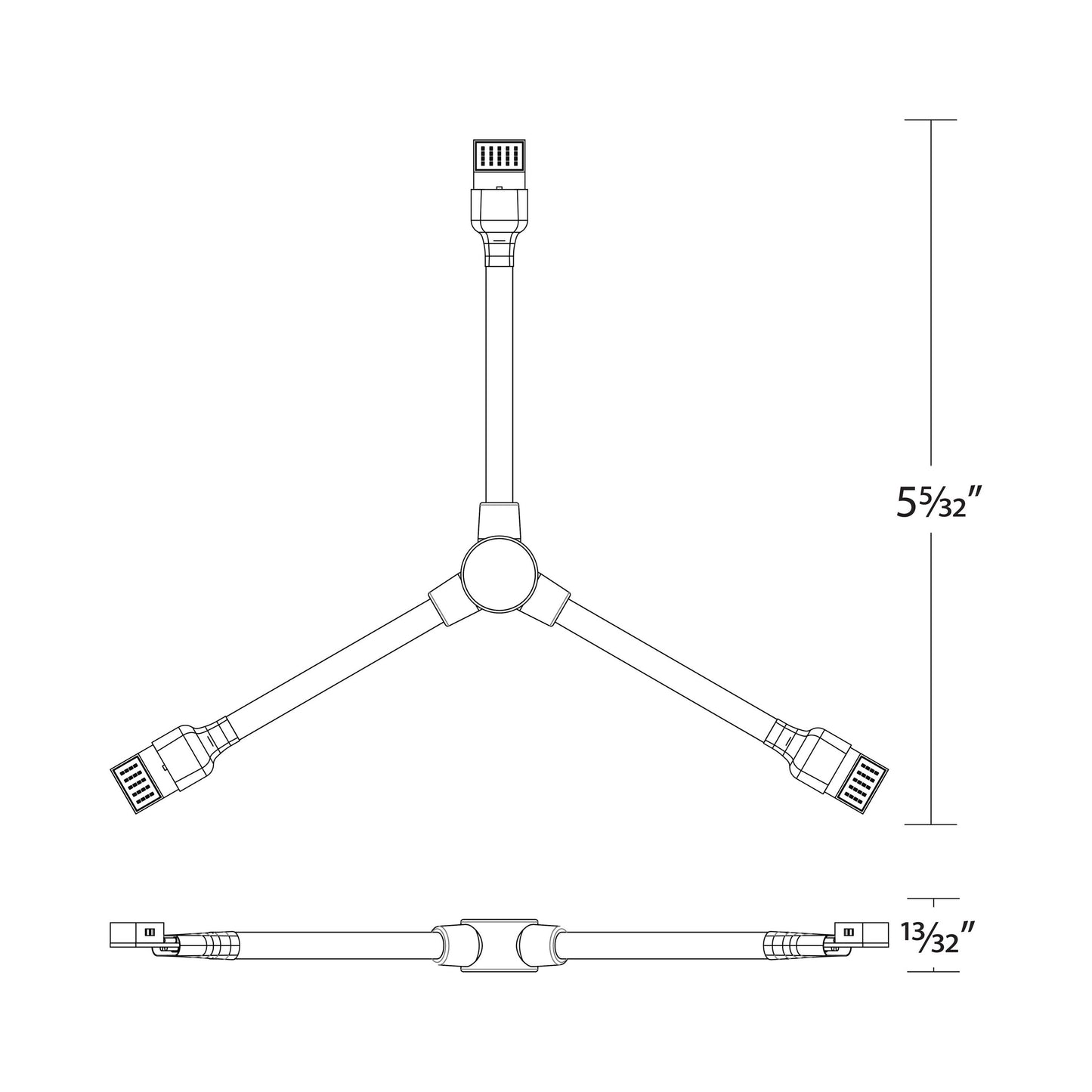 InvisiLED CCT Flex "Y" Connector - line drawing.